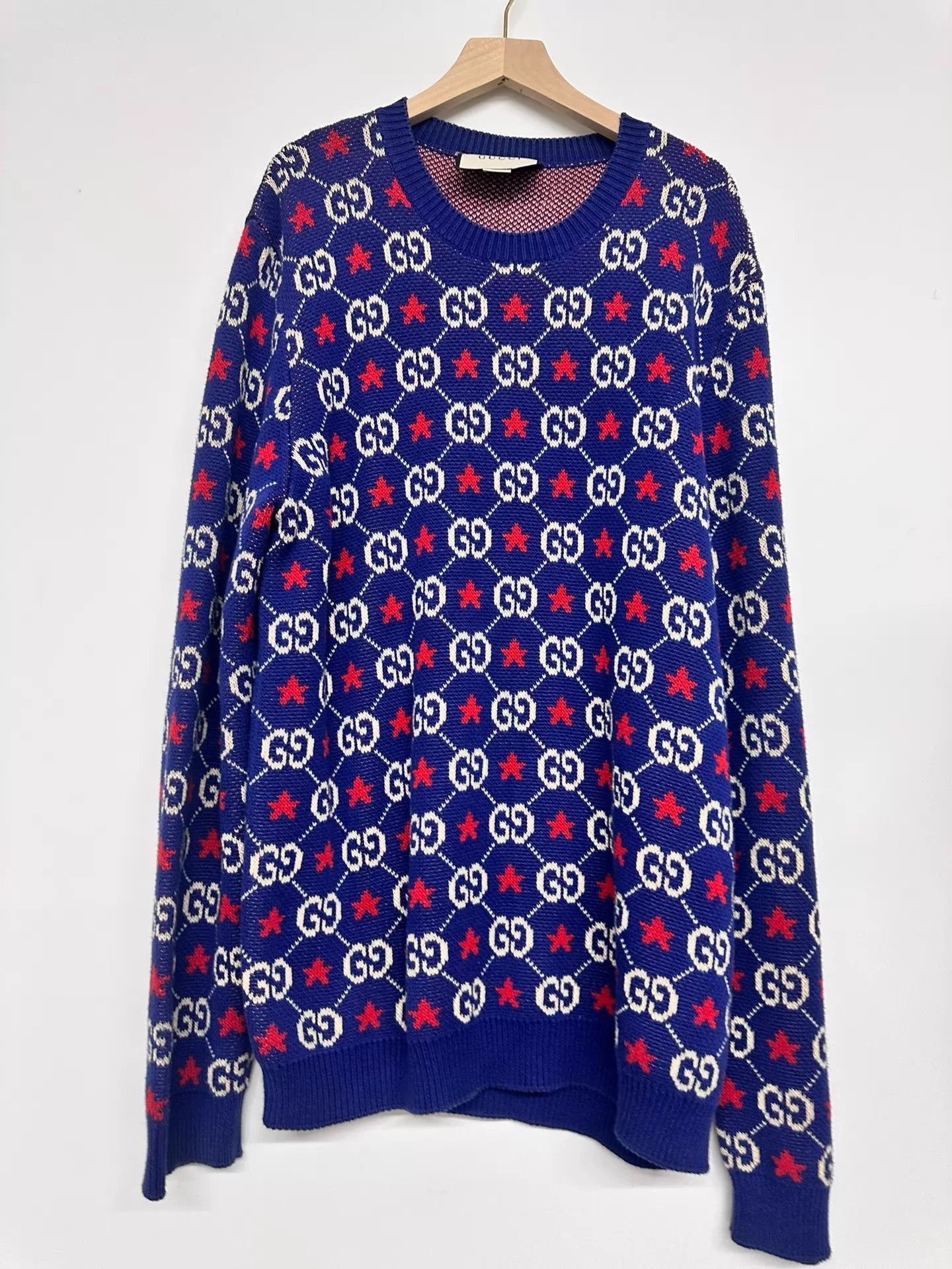 Gucci Blue Patterned Long Sleeve Sweater Size L Size US L / EU 52-54 / 3 - 1 Thumbnail