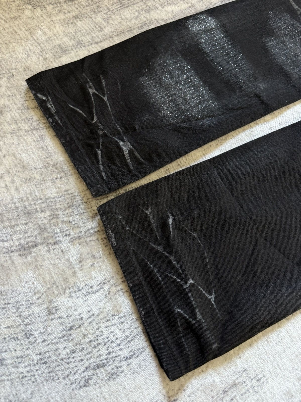 If Six Was Nine Lagust Japan Black Goth Cross Glitter Wax Coated Jeans Size US 28 / EU 44 - 14 Thumbnail