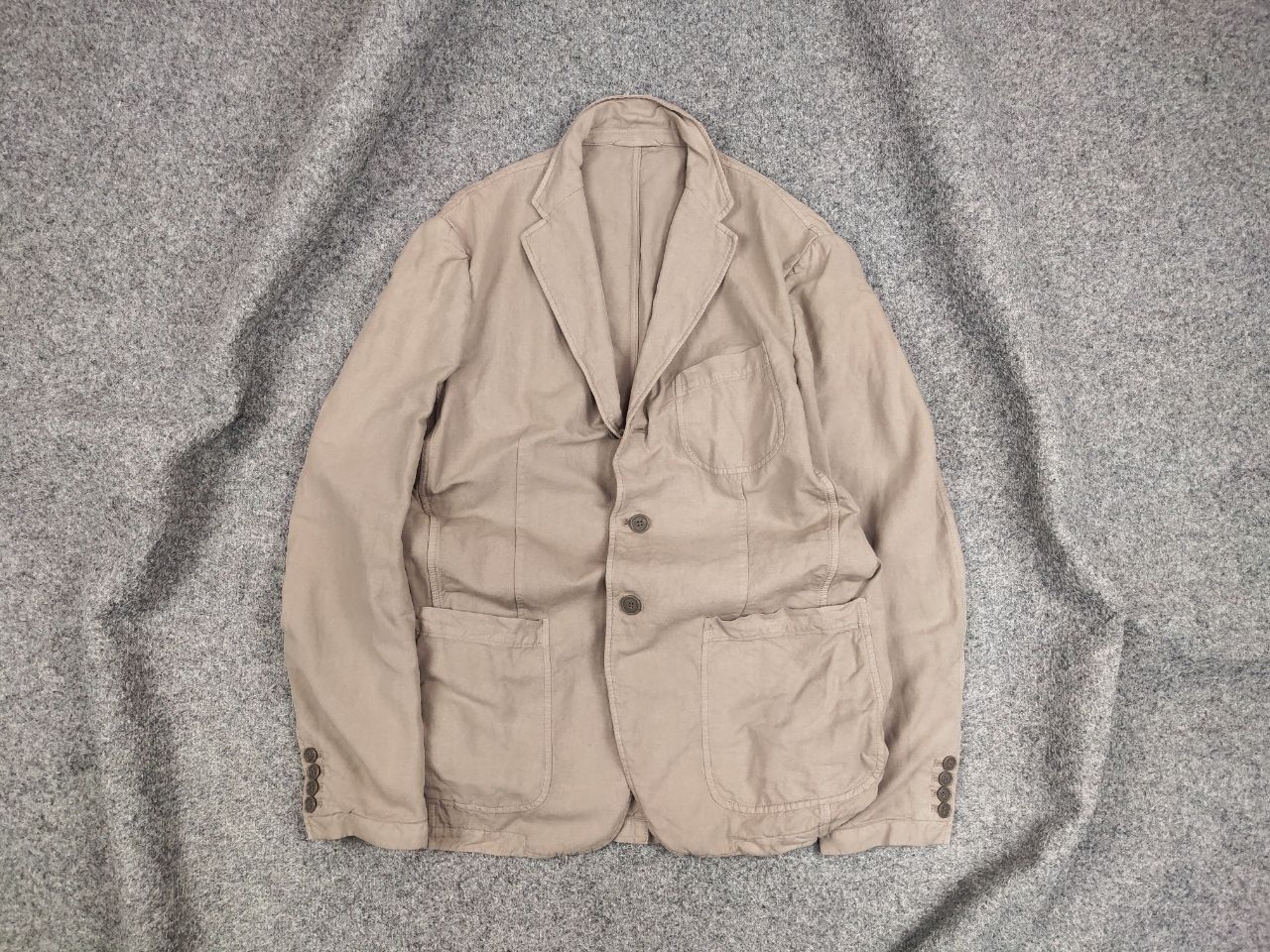 Faconnable Faconnable Cotton x Linen Beige Blazer Pocket Jacket Size US L / EU 52-54 / 3 - 1 Thumbnail