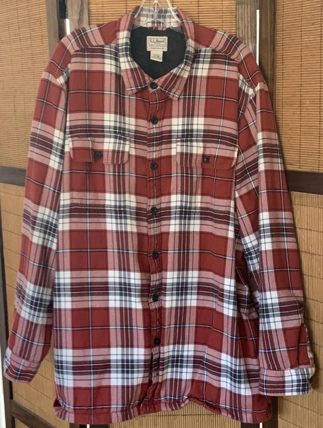 L.L. Bean LL Bean Fleece Lined Flannel Shirt Mens XXL Red Plaid Size US XXL / EU 58 / 5 - 1 Thumbnail