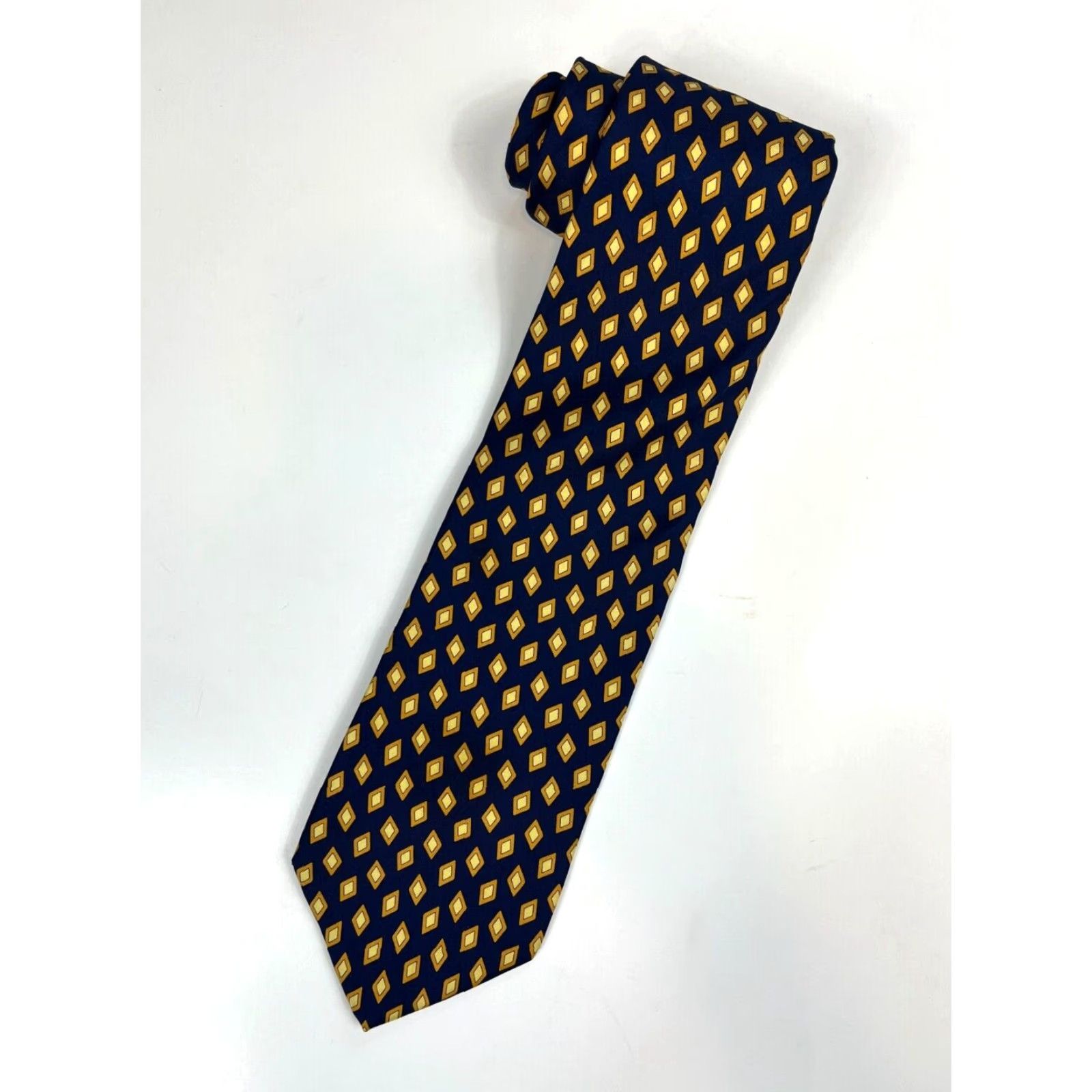 Brooks Brothers Brooks Brothers Makers Men's Luxury Silk Tie Geometric Navy Yellow 57.25" 3.75" Made in USA Colored Geometric Pattern Tie Mens Silk Old Navy? Size ONE SIZE - 2 Thumbnail