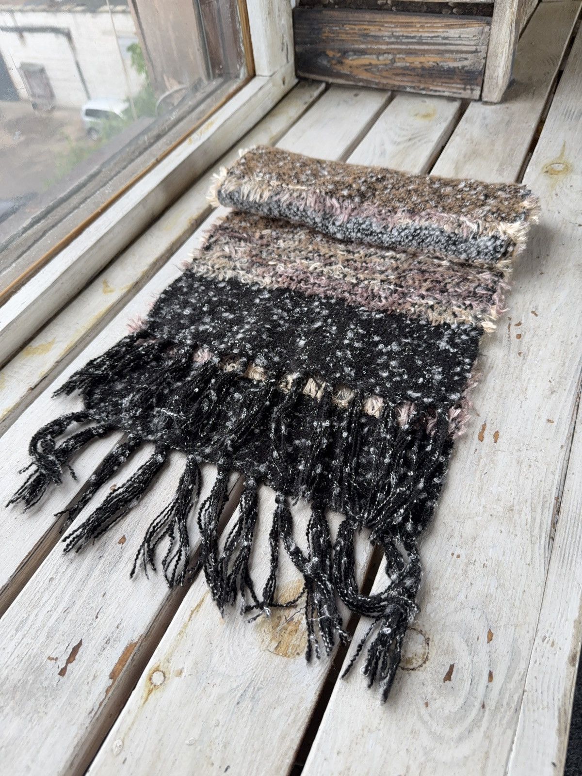 Japanese Brand × Vintage 90s Designer Japanese style fuzzy mohair scarf vintage y2k Size ONE SIZE - 7 Thumbnail