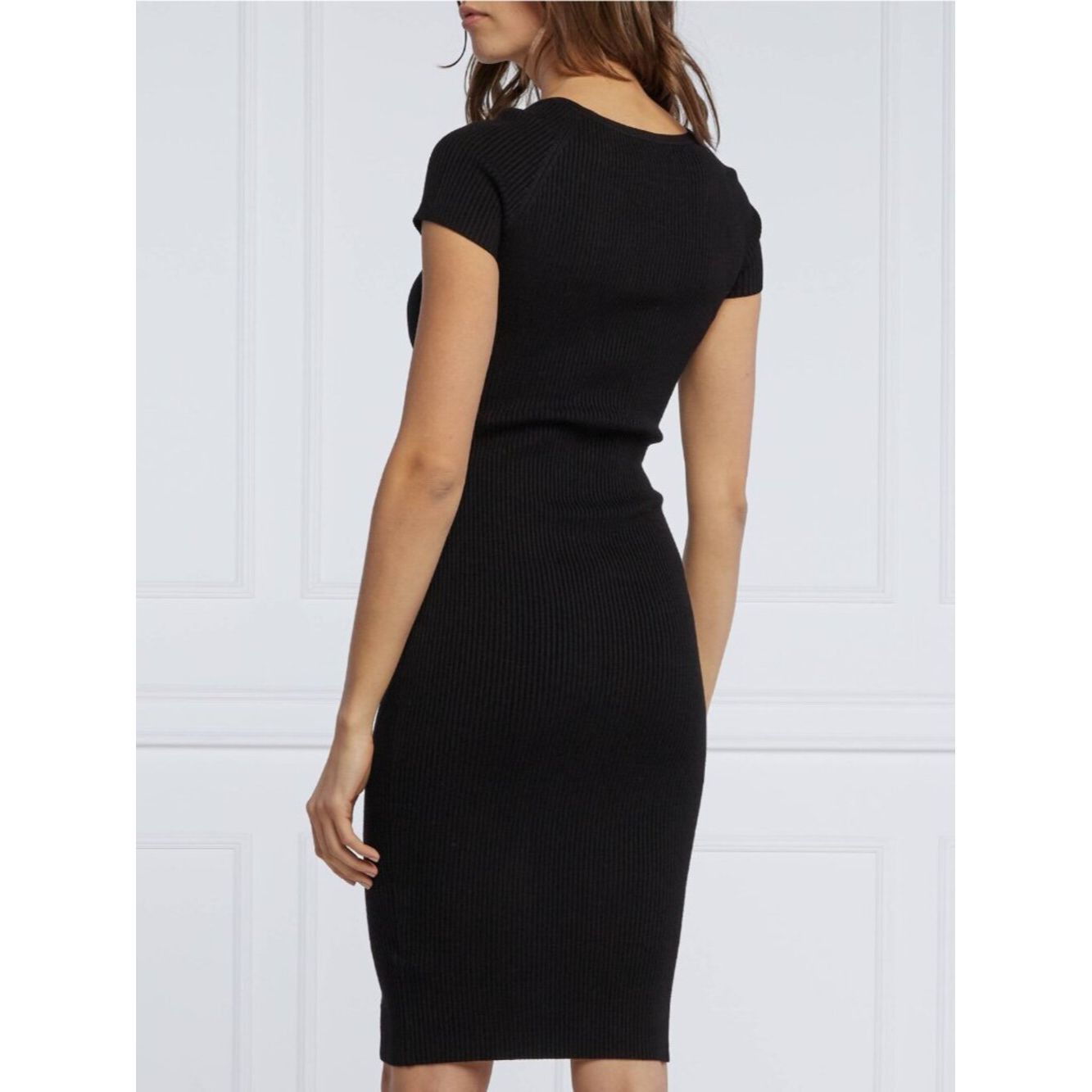 Guess NWT New GUESS Margot Cap Sleeve Ribbed Knit Midi Black Dres Size S / US 4 / IT 40 - 2 Thumbnail