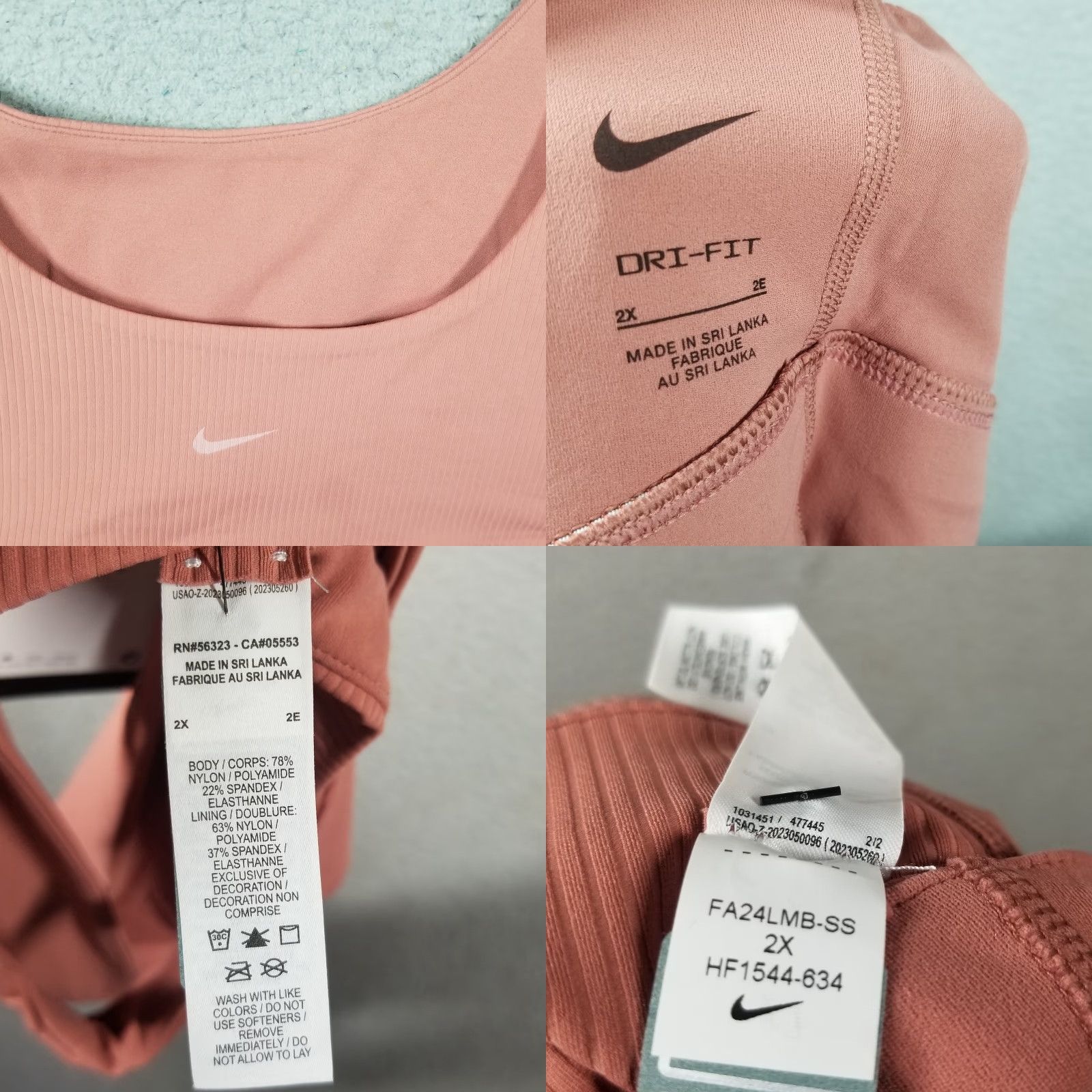 Nike VINTAGE Nike Zenvy Rib Sports Bra Womens 2X Pink High Support Plus Size Bra Size ONE SIZE - 8 Thumbnail