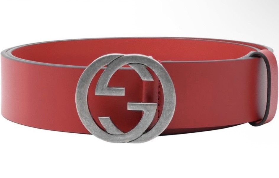 Gucci Gucci GG Interlocking Belt Red 546389 Size 34 - 1 Thumbnail