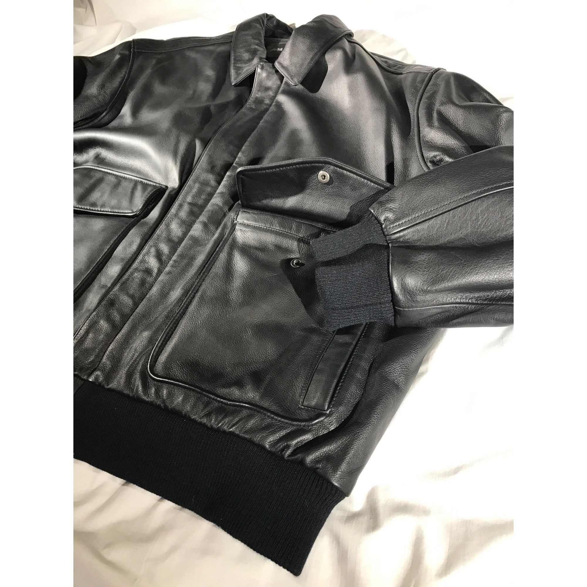 Croft & Barrow Croft & Barrow Men's Black Leather Bomber Aviator Jacket Size US XXL / EU 58 / 5 - 3 Thumbnail