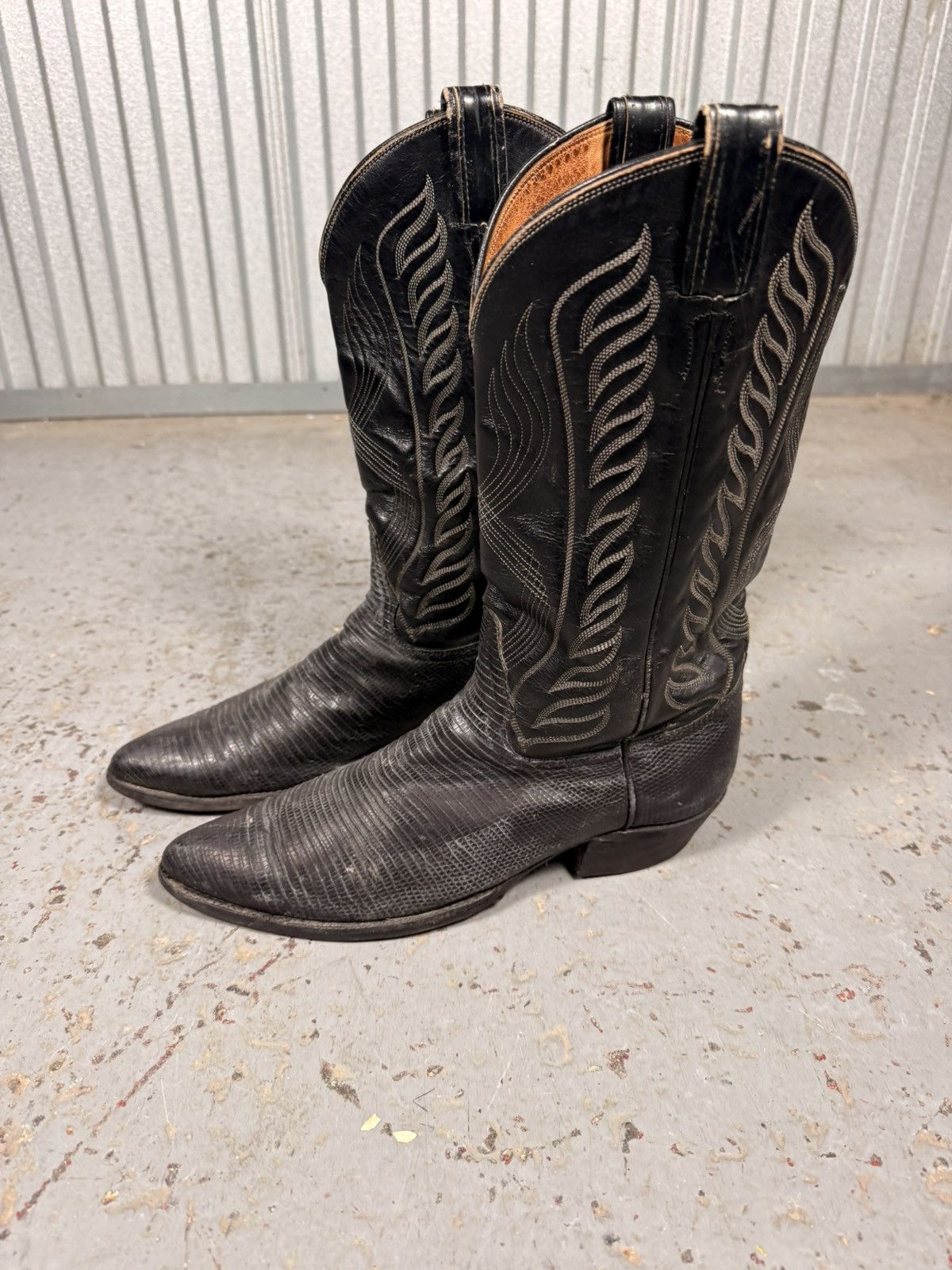 Tony Lama 80s Vintage Tony Lama Black Teju Lizard Skin Cowboy Boots Size US 10 / EU 43 - 5 Thumbnail