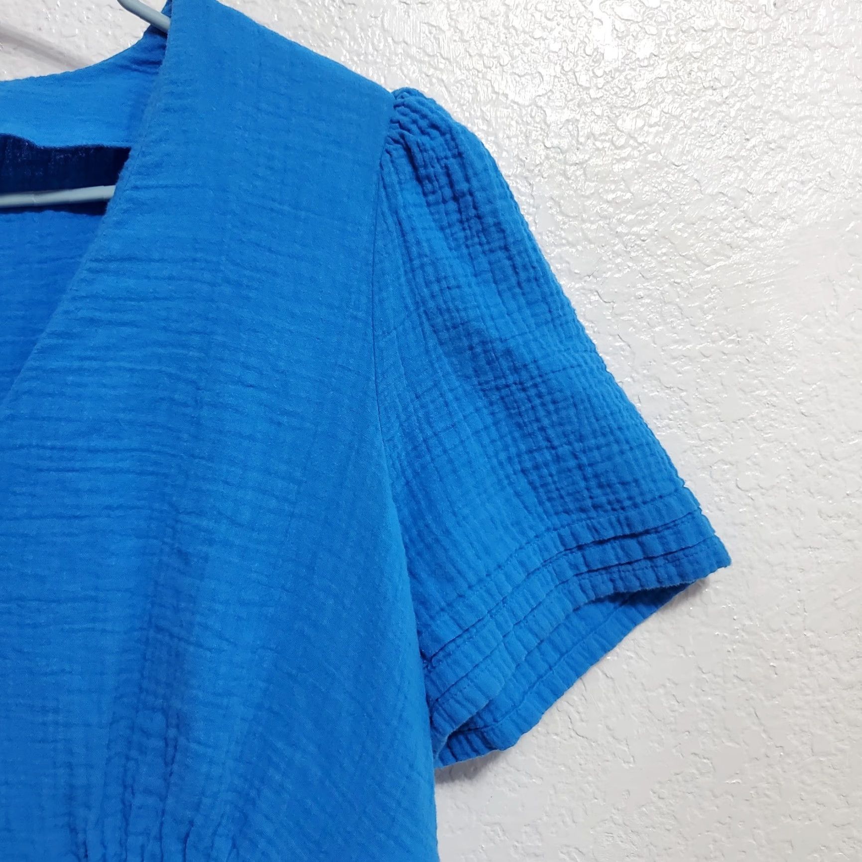 Boden VINTAGE Boden Maxi Dress Women 14R Blue Cotton Gauze Tiered Short Sleeve Pockets Boho Bohemian Cottagecore A-Line Maxi Womens 14 Blue Size 36" / US 14 / IT 50 - 5 Thumbnail