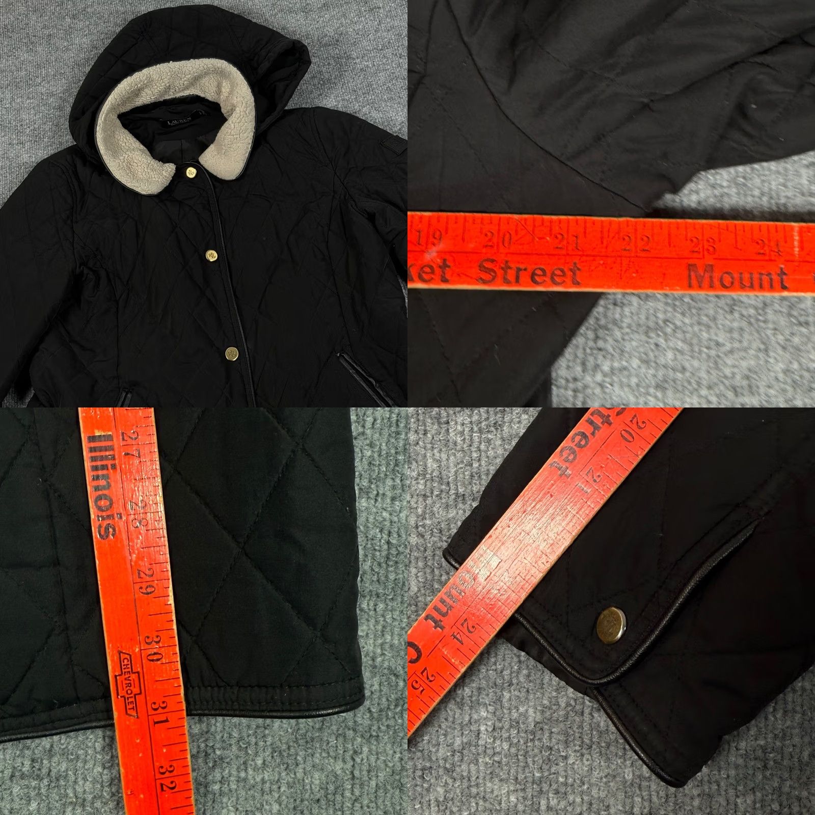 Ralph Lauren VINTAGE? No — Lauren Ralph Lauren Quilted Coat Hooded Faux Fur Trim Snap Front Black Womens Size 6 Regular Size M / US 6-8 / IT 42-44 - 9 Thumbnail