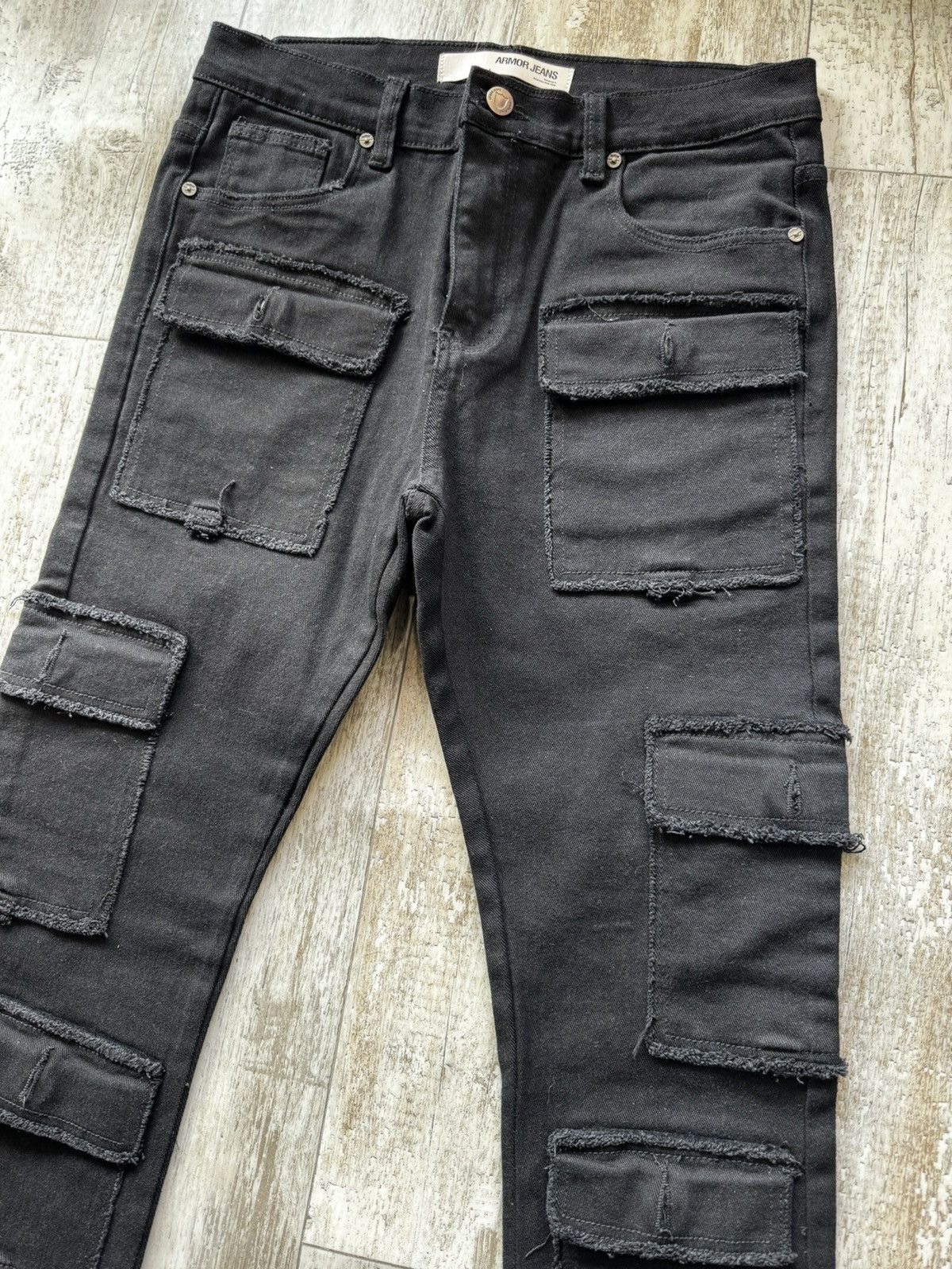 Image of Vintage Stacked Denims Stacked Jeans Size 36 Black Slim Bootcut in Grey, Men's