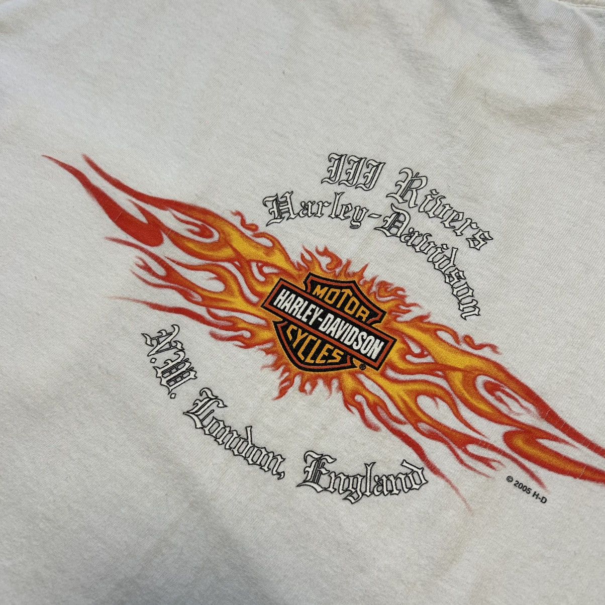 Harley Davidson Vintage Harley Davidson 2005 Big Fire Logo motorcycles tee Size US L / EU 52-54 / 3 - 3 Thumbnail