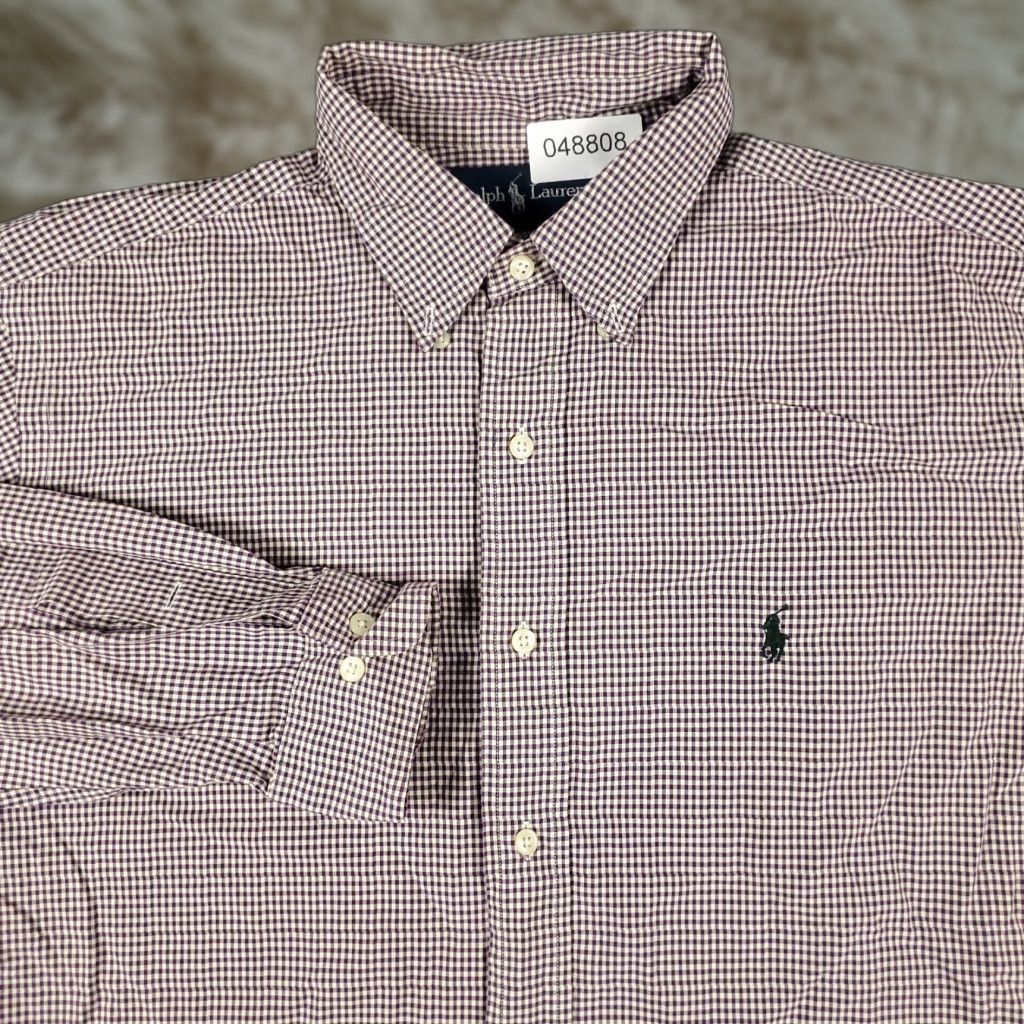 Ralph Lauren Ralph Lauren Dress Shirt Mens 16.5 Purple Check Long Sleeve Button-Down Regular Fit Size 42R - 1 Thumbnail