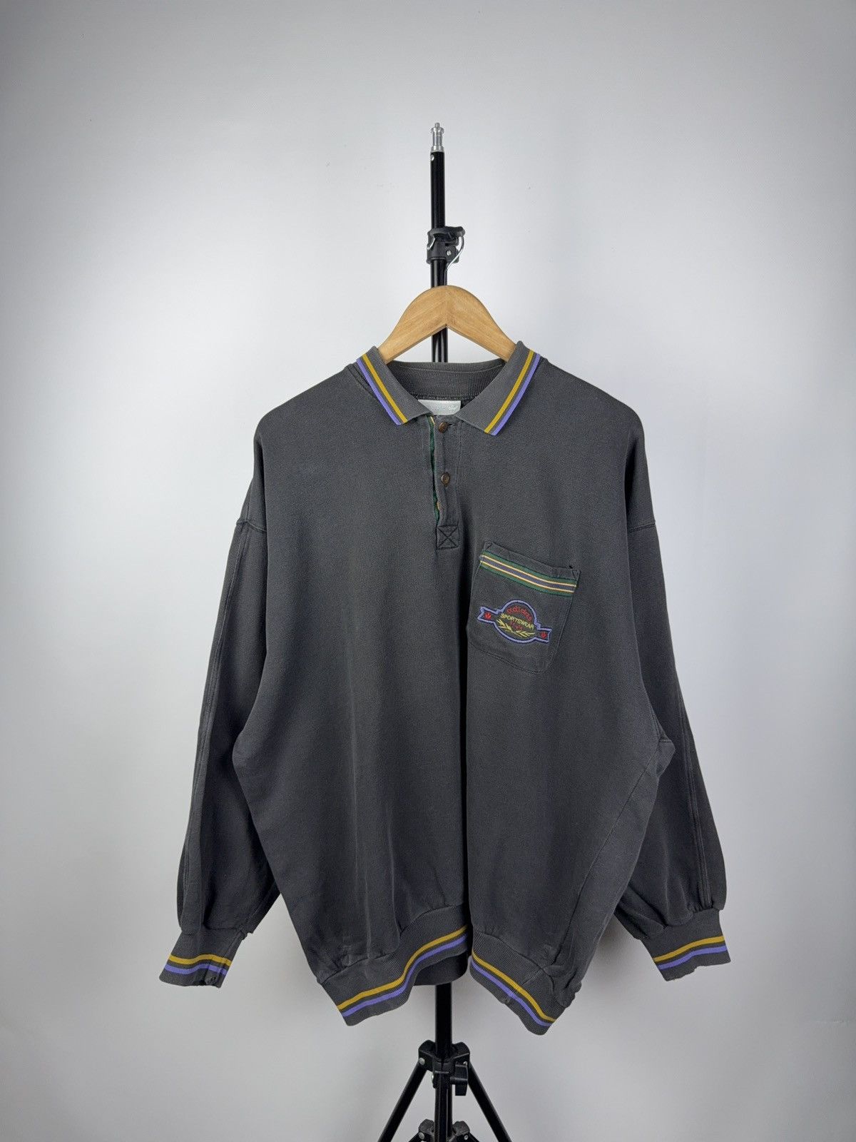 Adidas × Vintage Vintage 90s Faded Distressed Adidas pocket Sweatshirt Y2K Size US XL / EU 56 / 4 - 1 Thumbnail
