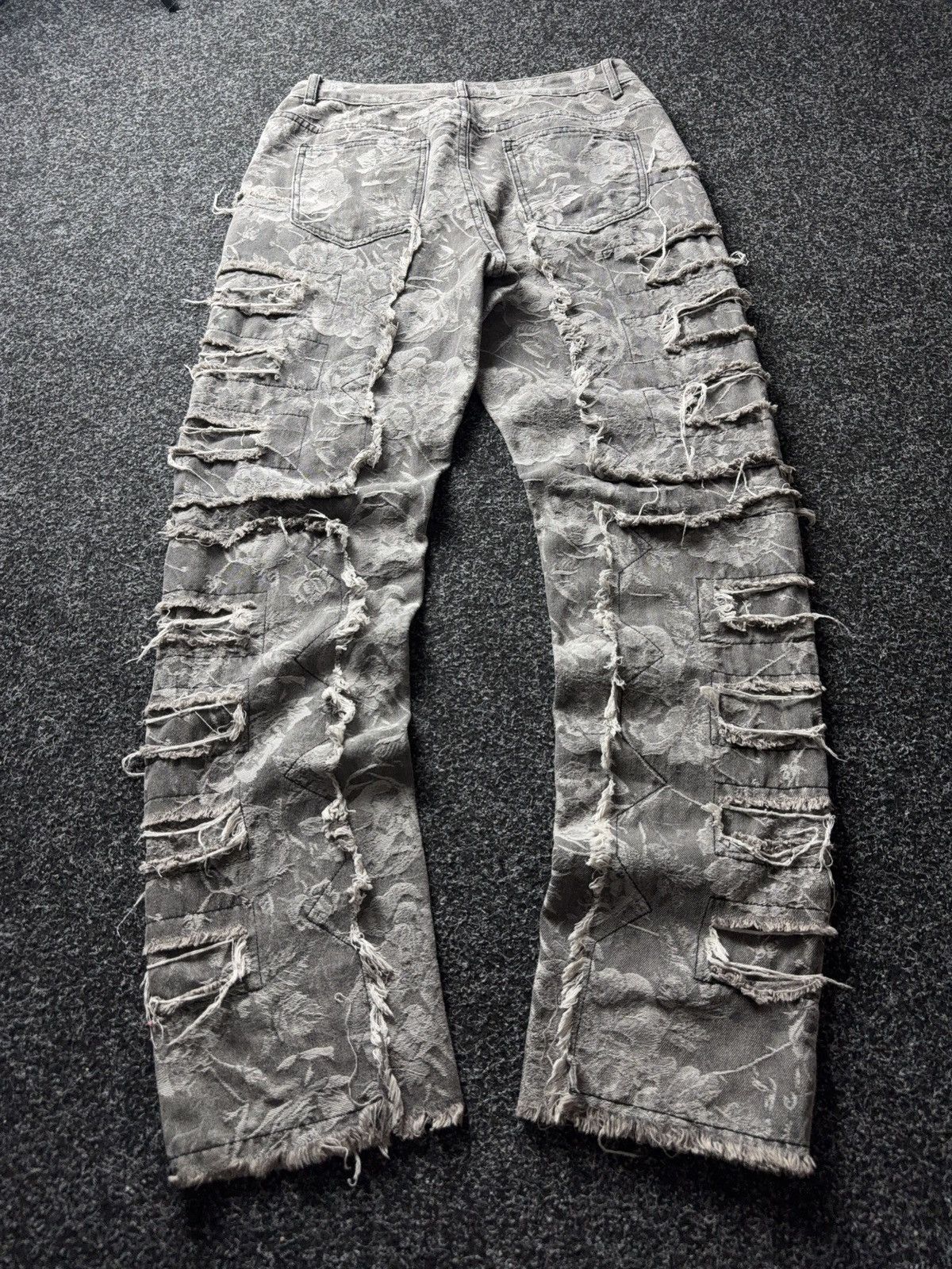 Japanese Brand 00s Distressed Grey Denim Jeans Opium Punk Grunge Wide Leg Size US 32 / EU 48 - 10 Thumbnail