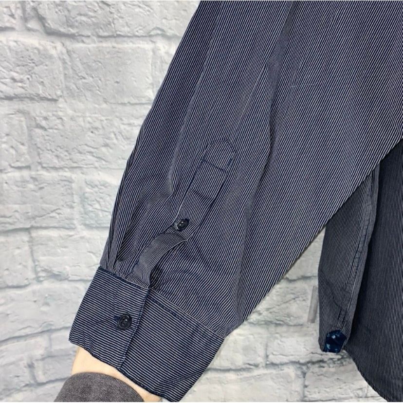 Old Navy Old Navy men XXL button down stripe dress shirt navy blue & Size US XXL / EU 58 / 5 - 7 Thumbnail