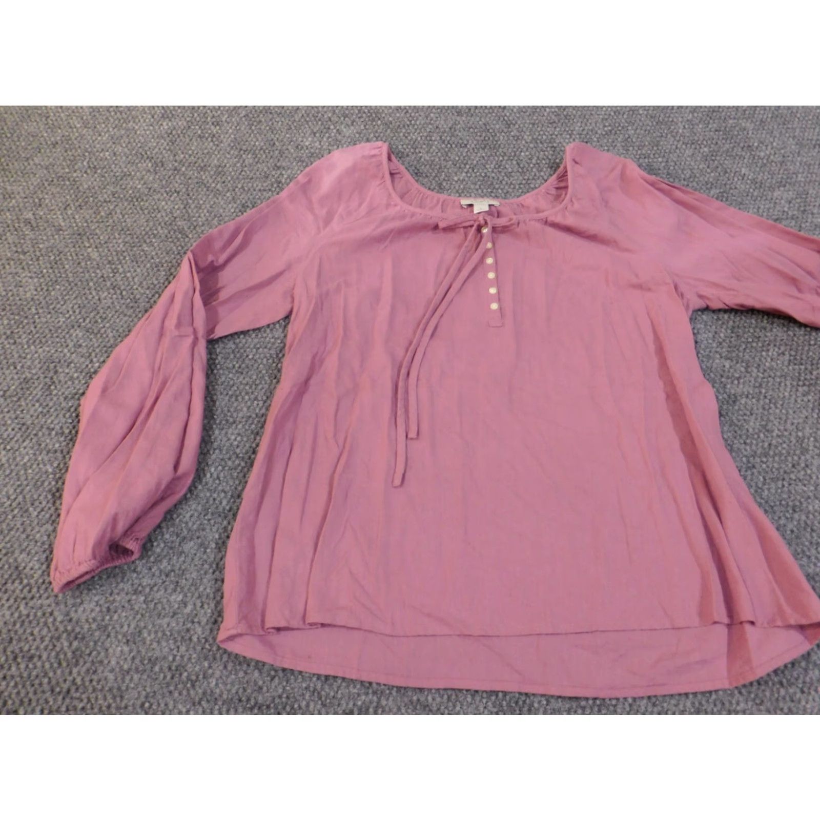 Ann Taylor Loft Ann Taylor Loft Purple Pullover Blouse Knit Polyester Henley Long Sleeve Women L Casual Basic Stretch Shirts Shirt Size L / US 10 / IT 46 - 3 Thumbnail