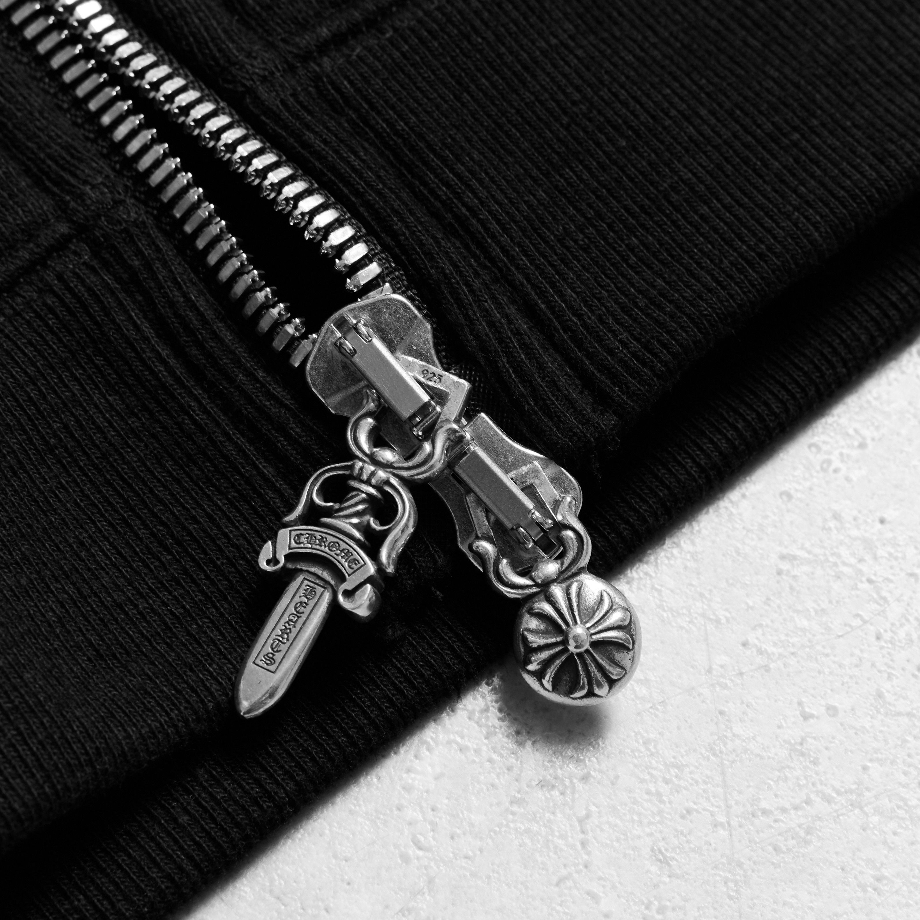 Chrome Hearts CHROME HEARTS Double Zip Black Leather Plus Patchwork Terry Size US S / EU 44-46 / 1 - 3 Thumbnail