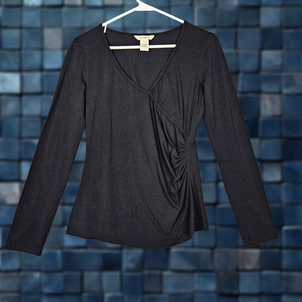 Vintage Sundance V-Neck Long Sleeve Solid Top Womens Small Black Shirt Regular Size S Size S / US 4 / IT 40 - 1 Thumbnail