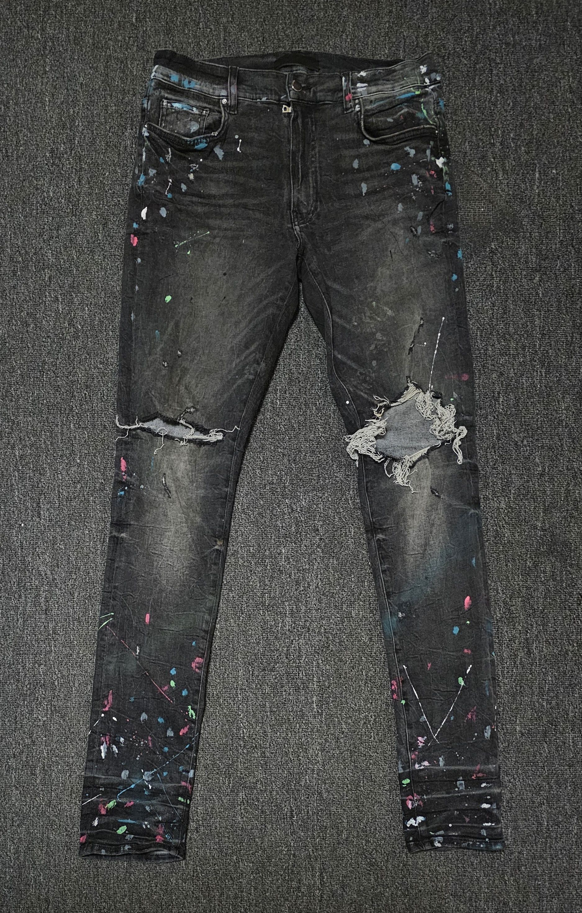 Amiri Amiri Men's Paint Ripped Jeans Size 34 Size US 34 / EU 50 - 1 Thumbnail