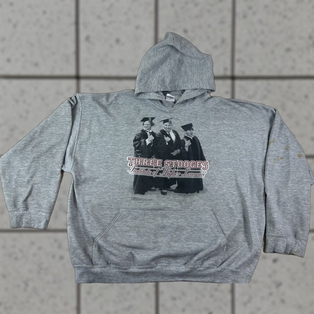 Gildan VINTAGE The Three Stooges Hoodie Sweatshirt 2XL Grey Mens Distressed Size US XXL / EU 58 / 5 - 1 Thumbnail
