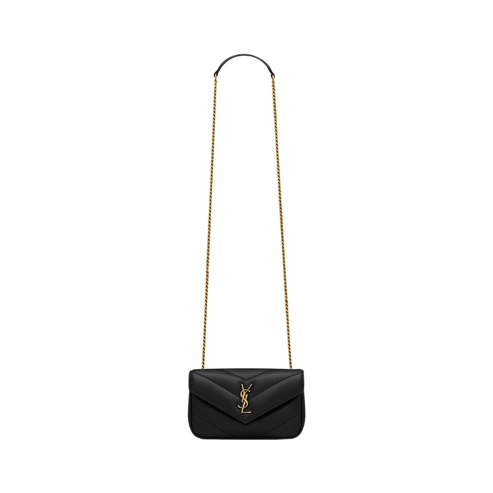 SAINT LAURENT Loulou Mini $2150 Black Leather Shoulder Bag N