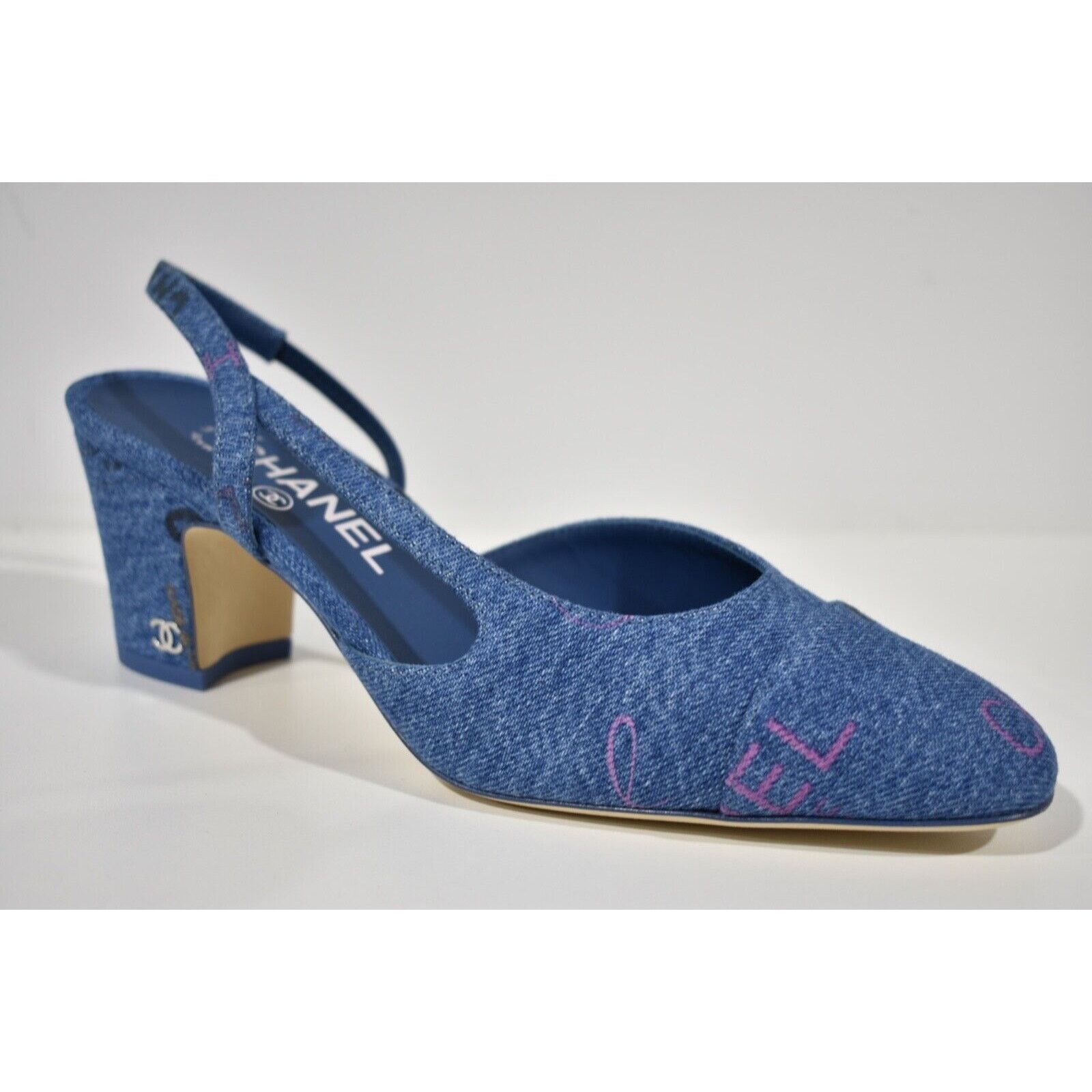 Chanel 22P Mademoiselle Coco Sling Denim Slingback Sandal Heel 41 Size US 11 / IT 41 - 4 Thumbnail