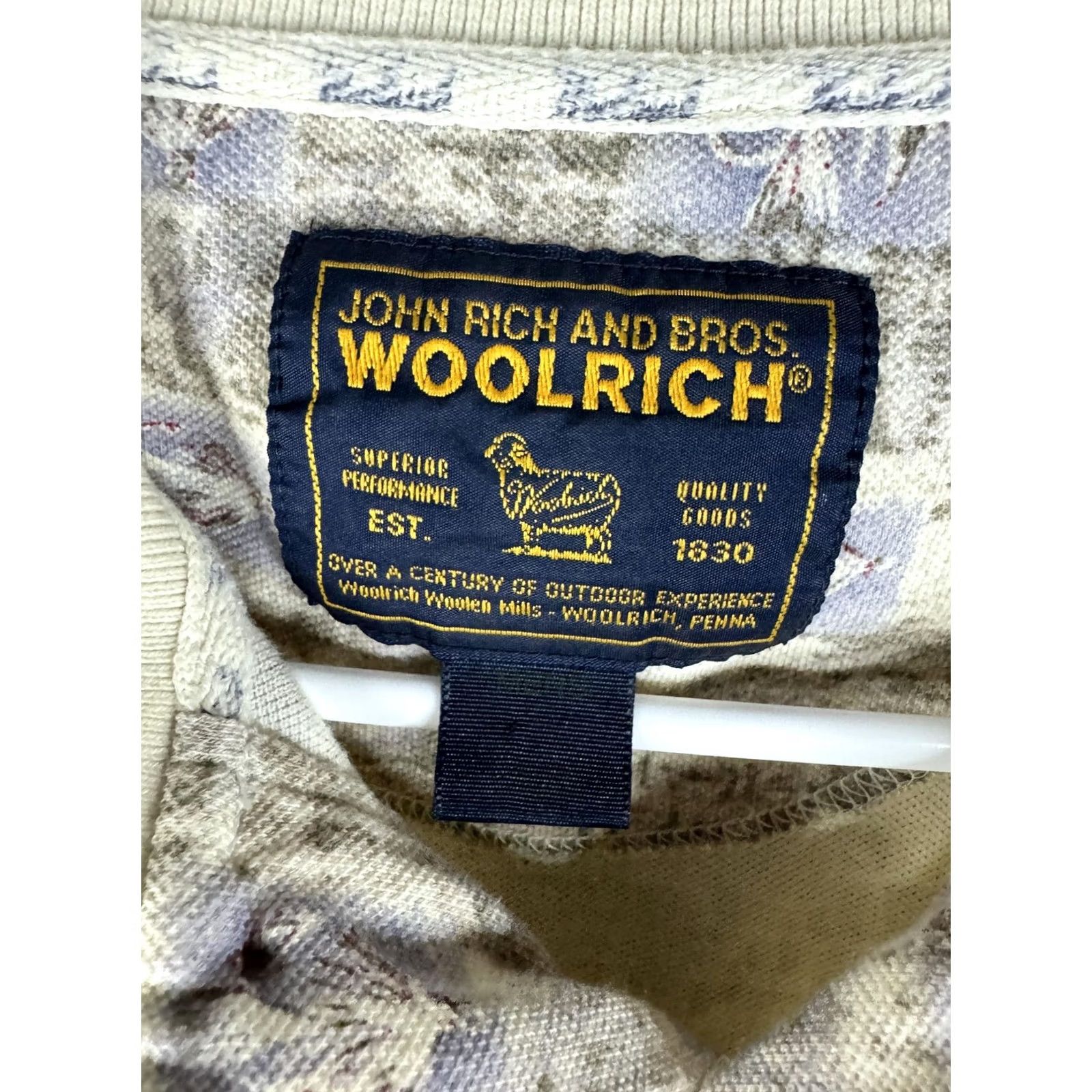 Vintage VINTAGE Woolrich Polo Shirt Mens XL Beige Purple Abstract Knit 90s Pattern Geometric Button Neck Collared Short Sleeve Mens Size US XL / EU 56 / 4 - 5 Thumbnail