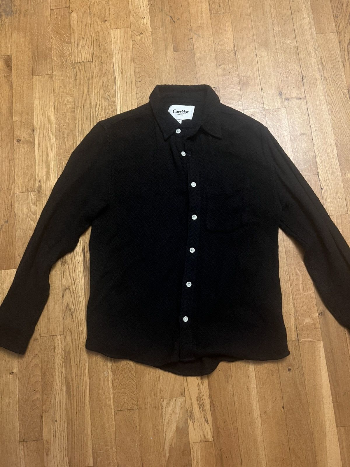 Corridor Corridor Cotton knit textured black longsleeve button up Size US S / EU 44-46 / 1 - 1 Thumbnail