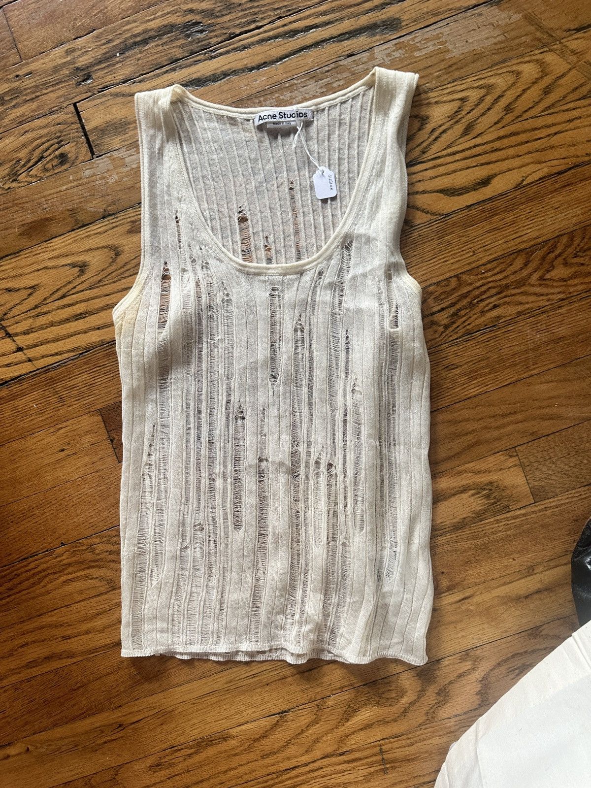 image of Acne Studios Acne Distressed Tank Top in White, Women's (Size Small)