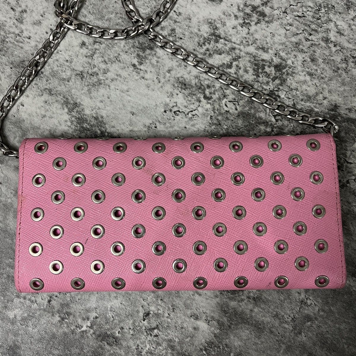 Prada Prada Pink Saffiano Rings Stud Clutch Chain Crossbody Size ONE SIZE - 11 Thumbnail