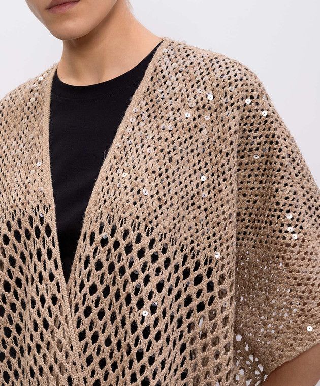 Brunello Cucinelli o1w1db10825 Cardigan in Light/Pastel Brown Size XL / US 12-14 / IT 48-50 - 4 Thumbnail