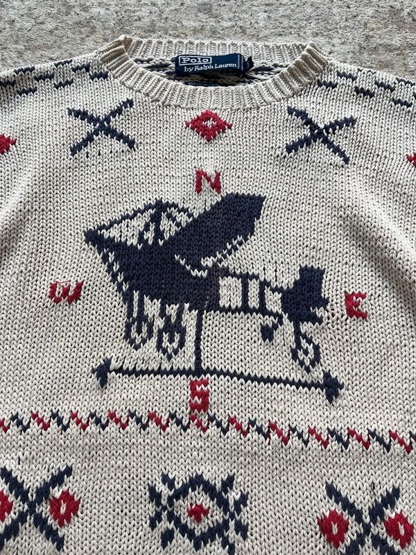 Polo Ralph Lauren Polo Ralph Lauren Aeroplan Sweater Vintage 90s Hand Knit Size US L / EU 52-54 / 3 - 2 Thumbnail