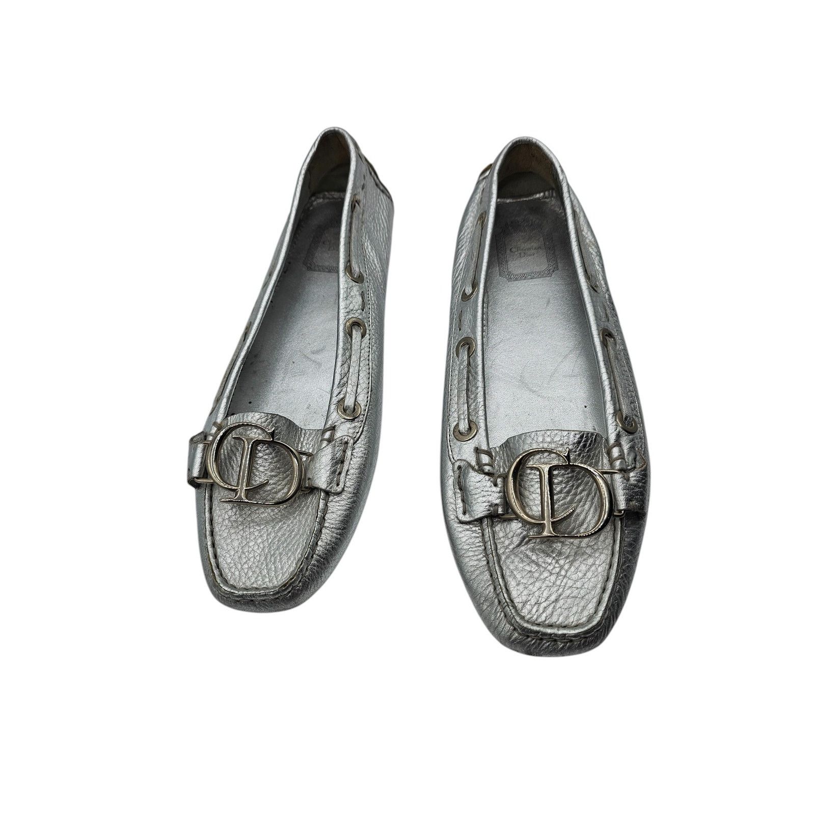 Dior Christian Dior Silver Leather Slip On Driving Loafers Sz 39 Size US 9 / IT 39 - 2 Thumbnail