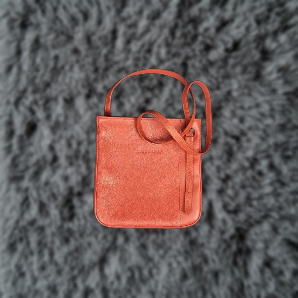 Longchamp VINTAGE Longchamp Design orange leather shoulder messenger Handbag Womens Luxure Size ONE SIZE - 1 Thumbnail
