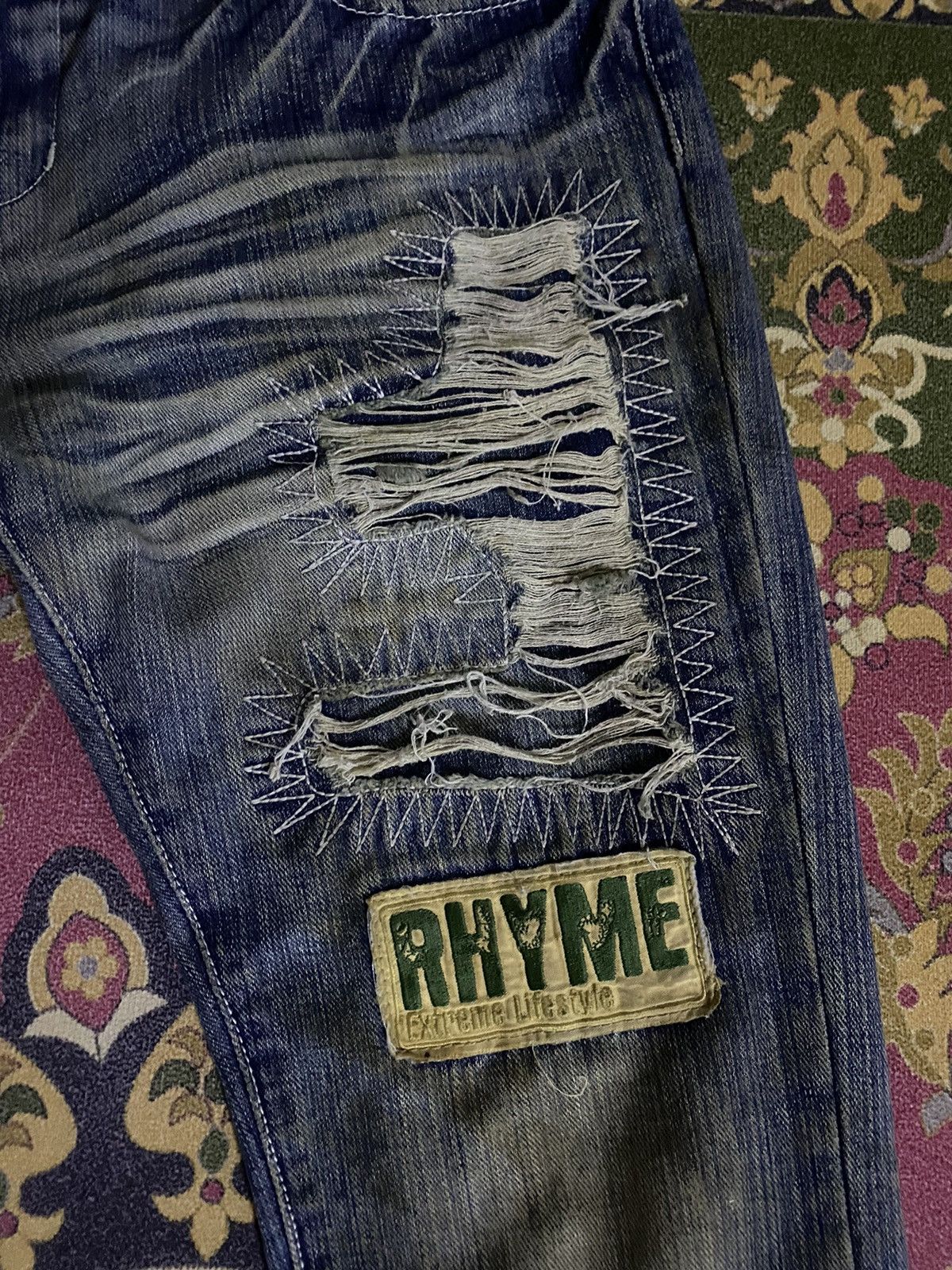 If Six Was Nine × Japanese Brand × Le Grande Bleu (L.G.B.) Japanese Brand RHYME Distressed Denim Pant Size US 33 - 3 Thumbnail