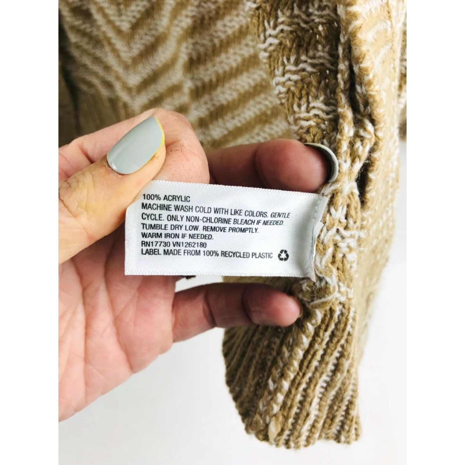 Merona Merona Cardigan Sweater Open Brown Tan White Striped Women's Medium Knitted 100% Acrylic Size M / US 6-8 / IT 42-44 - 3 Thumbnail