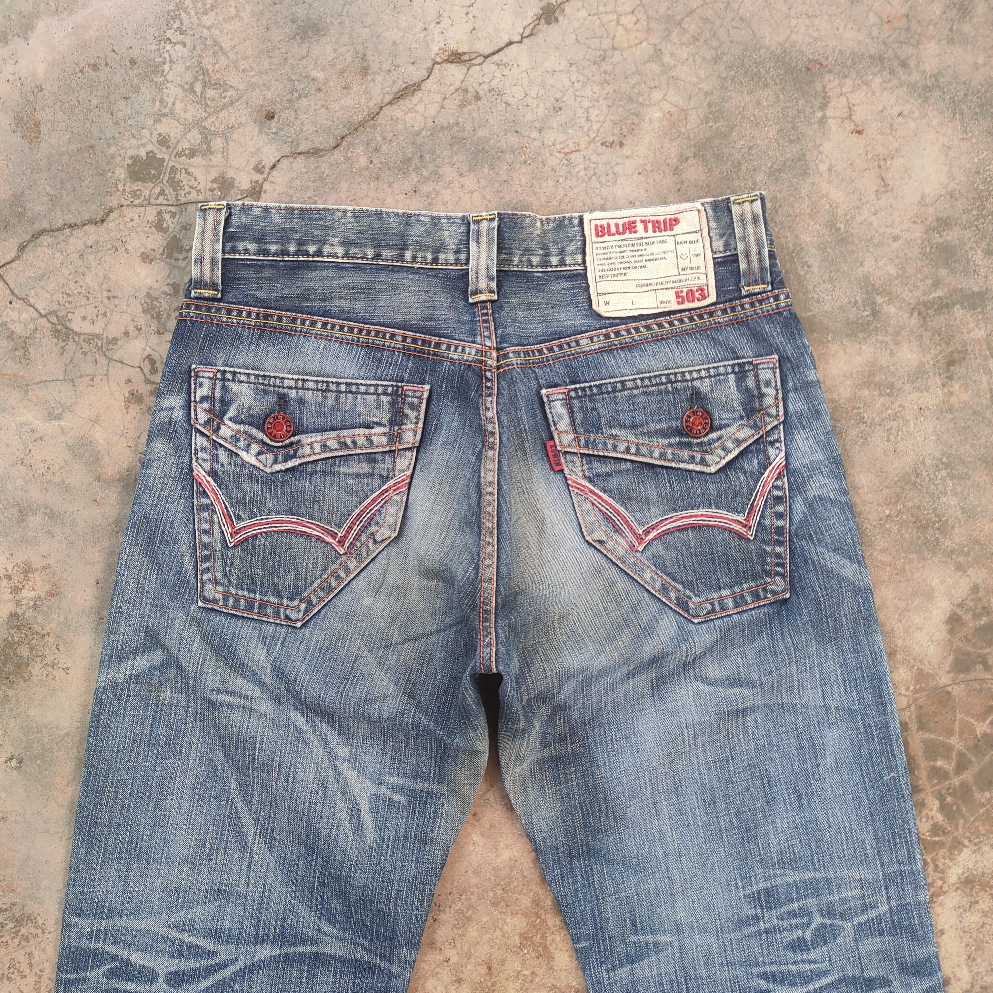 Edwin VINTAGE EDWIN BLUE TRIP FADED DISTRESSED DENIM JEAN PANTS Size US 33 - 8 Thumbnail
