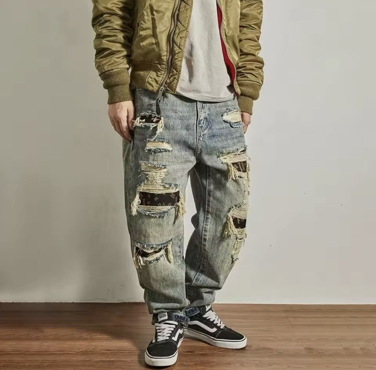 Denime × Vintage Mens Jeans Ripped Casual Pants Size US 32 / EU 48 - 3 Thumbnail