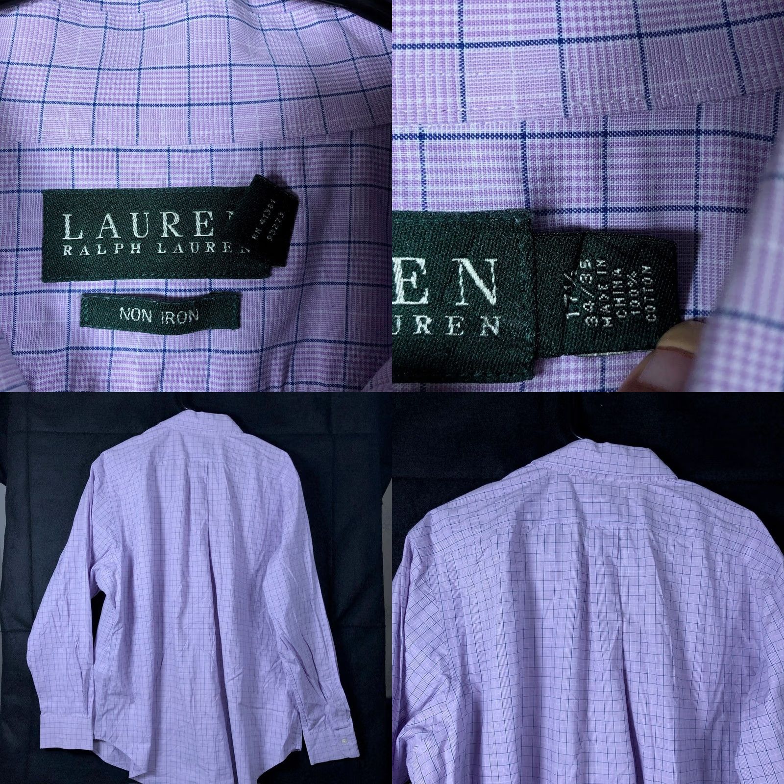 Ralph Lauren Ralph Lauren Mens Shirt Plaid Button-Down Non Iron 17.5 34/35 Purple Blue Button-Up, Regular, Casual, Workwear, Preppy, 100% Cotton Size US XXL / EU 58 / 5 - 8 Thumbnail