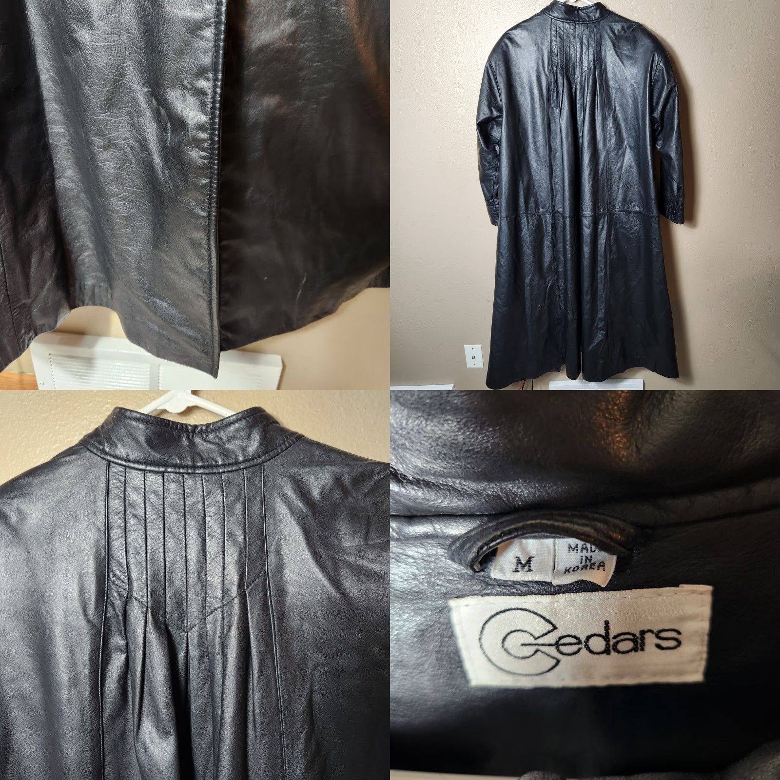 Vintage VINTAGE Cedar Coat Womens Black Genuine Leather Buttonfront Full Length Coat-Size M Size M / US 6-8 / IT 42-44 - 8 Thumbnail