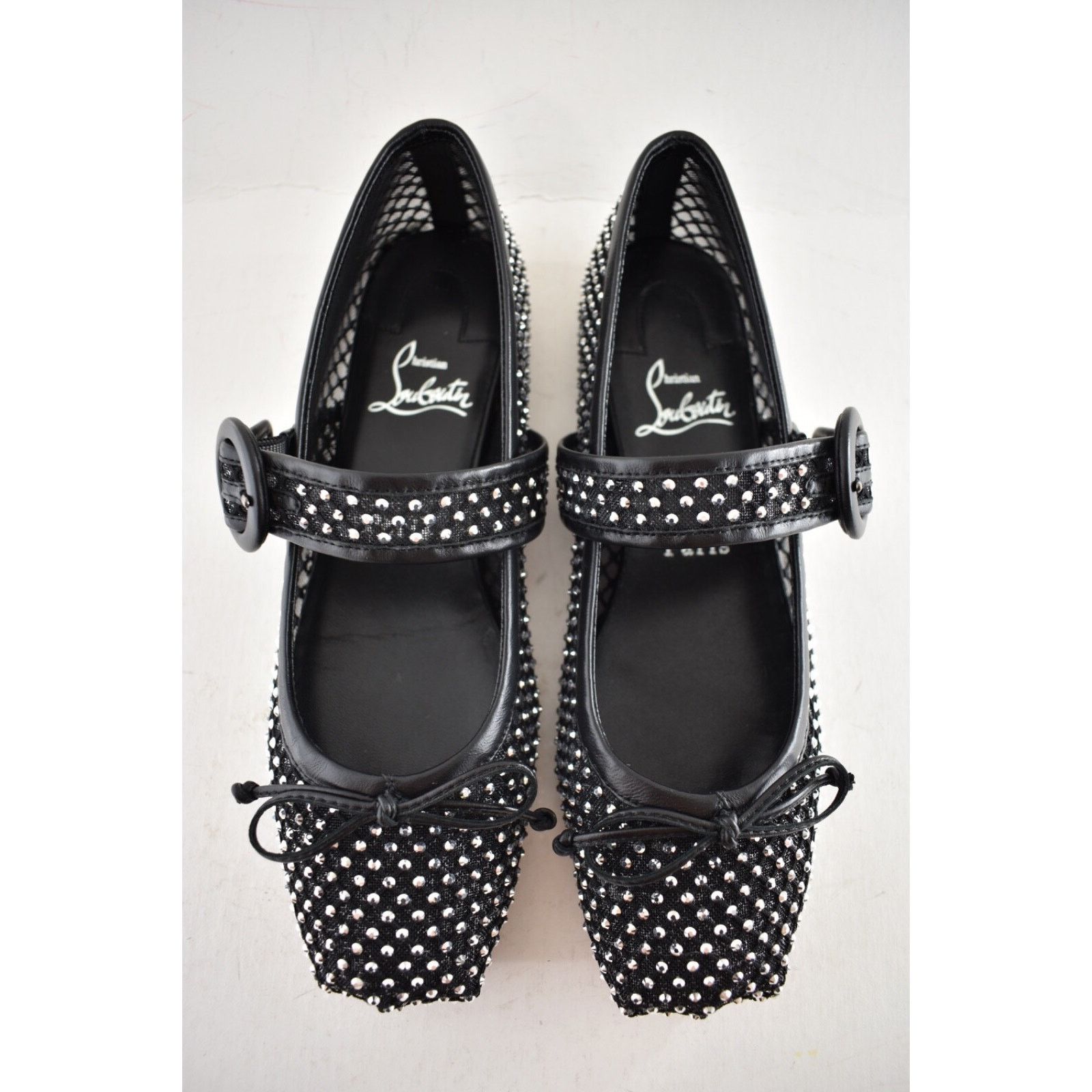 Christian Louboutin Christian Louboutin Mamastrapitina Flat Black Crystal Mesh Size US 8.5 / IT 38.5 - 14 Thumbnail
