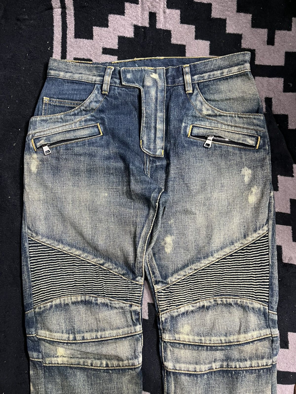Balmain Christophe Decarnin mudwash biker denim jeans Size US 32 / EU 48 - 3 Thumbnail