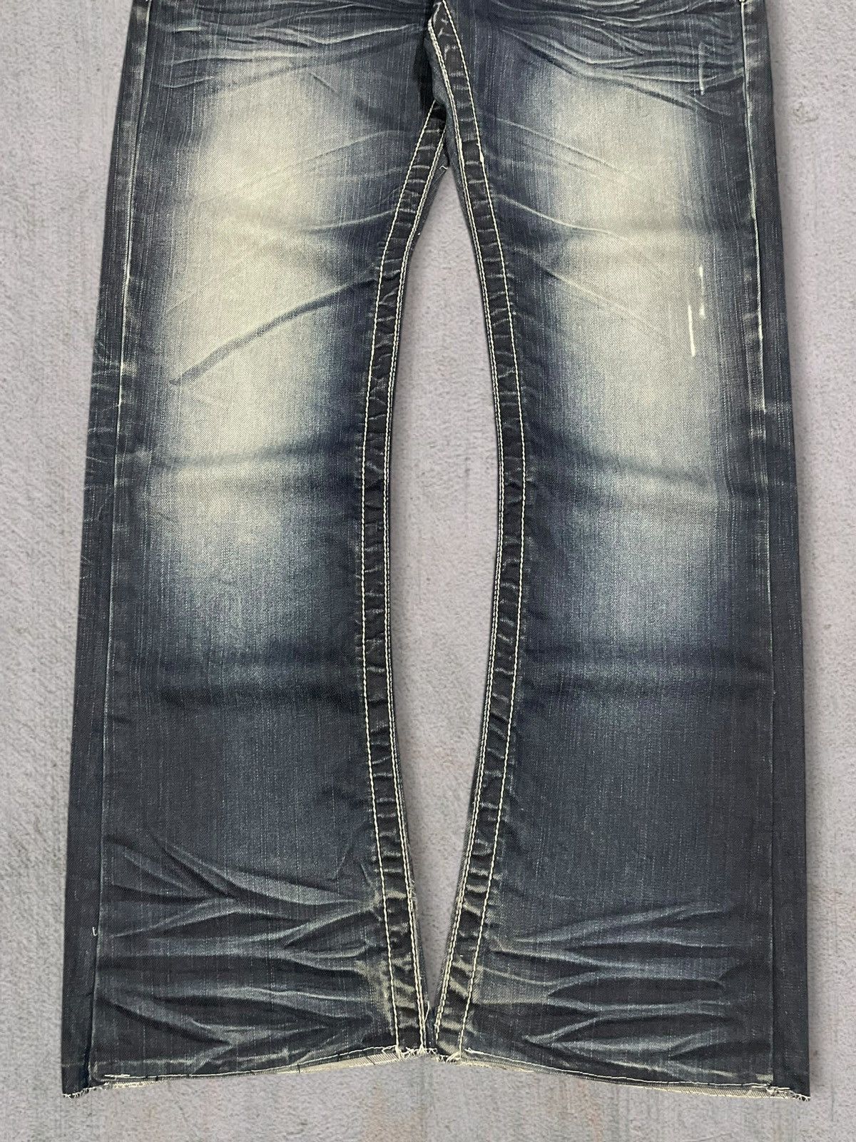 Japanese Brand Japanese Punk Crazy Back Pocket Grey Washed Bootcut Jeans Size US 31 - 3 Thumbnail
