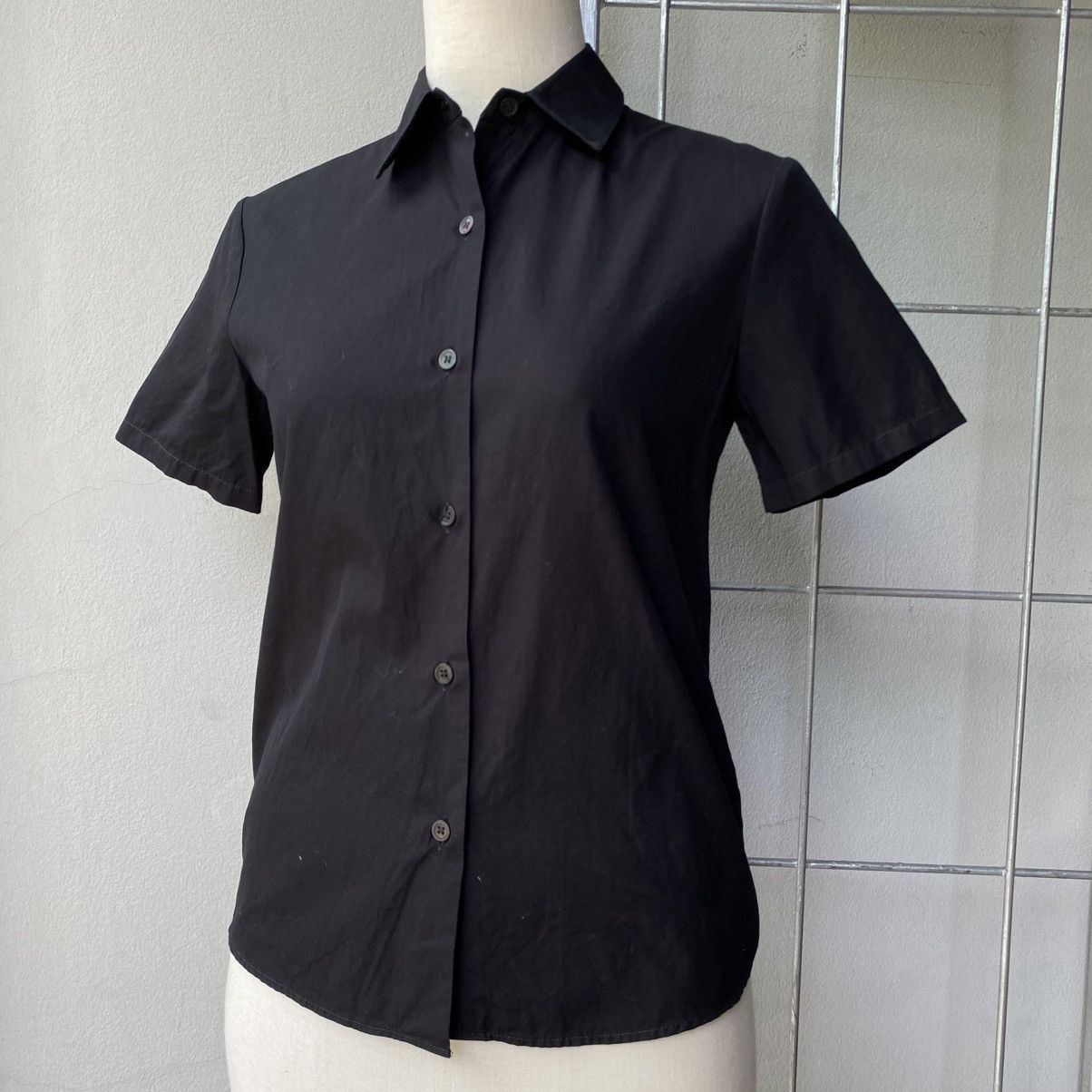 Designer ANTONIO PERNAS Black Short-Sleeve Collared Blouse Size XS / US 0-2 / IT 36-38 - 1 Thumbnail
