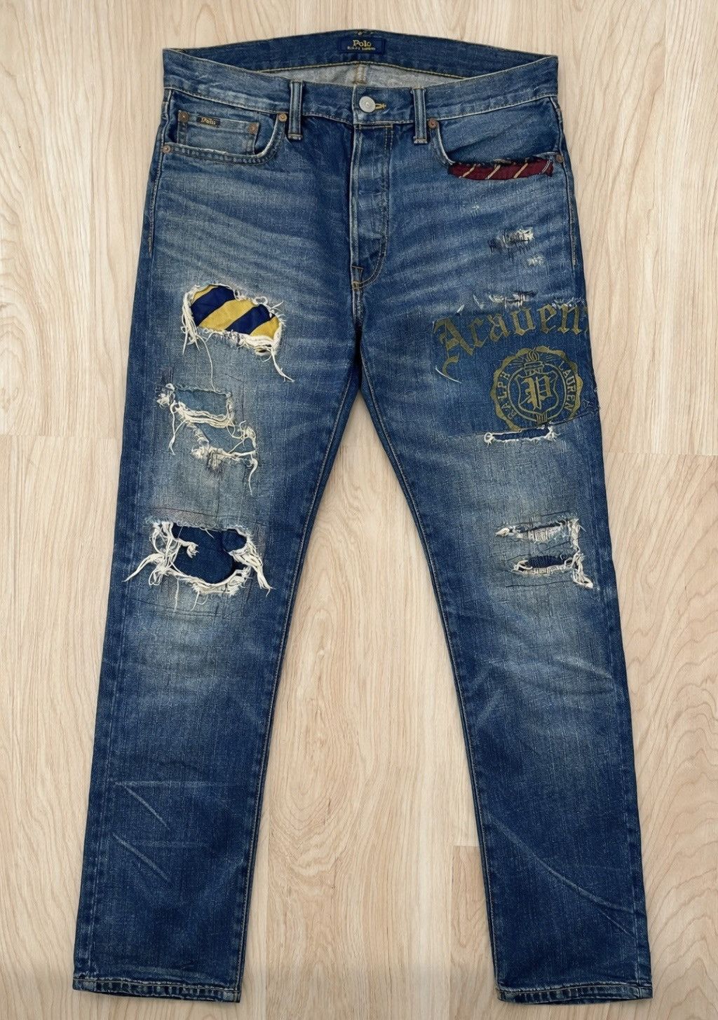 Polo Ralph Lauren Polo Ralph Lauren Varick Slim Straight Distressed Denim Jean Size US 31 - 1 Thumbnail