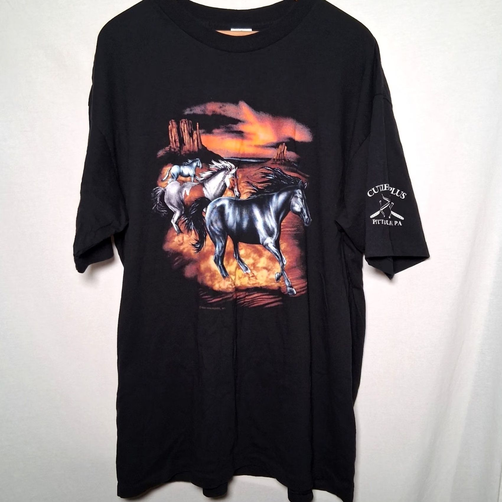 Vintage VINTAGE Holoubek Plus T-Shirt Horse Shirt 2XL Black Cotton Short Sleeve Crew Neck Single Stitch Hem Mens Size US XXL / EU 58 / 5 - 5 Thumbnail