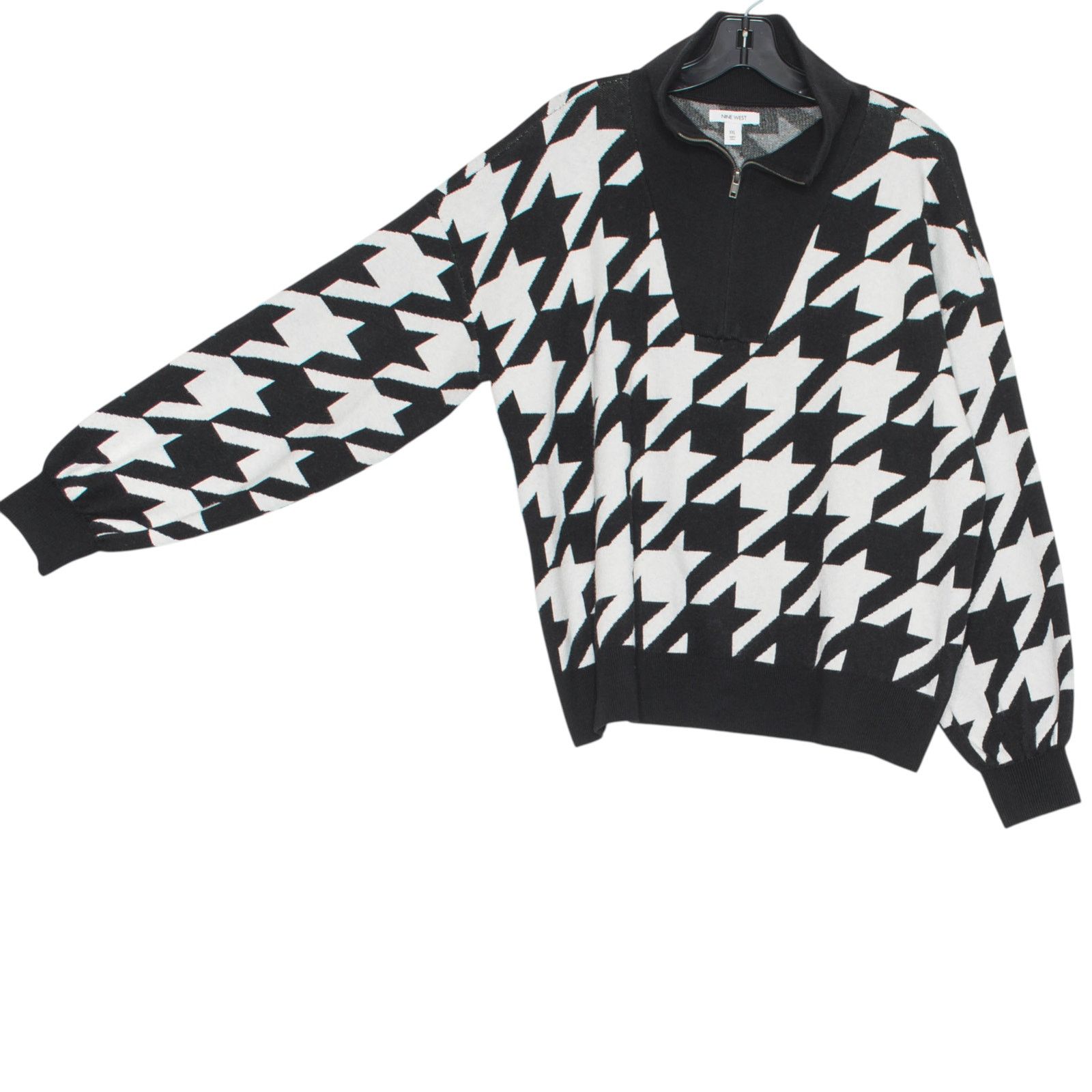 Nine West NWT Nine West Sweater 1/4 Zip Houndstooth Black White XXL Size XXL / US 16-18 / IT 52-54 - 6 Thumbnail