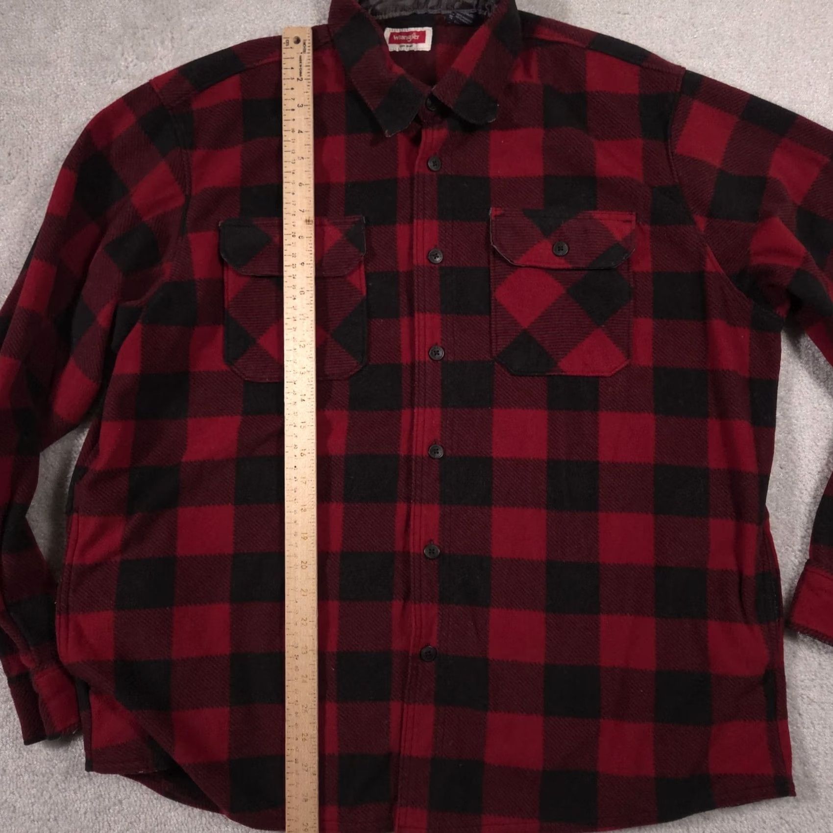 Wrangler Wrangler Shirt Mens XL Red Buffalo Plaid Flannel Shacket Side Pockets Work Size US XL / EU 56 / 4 - 7 Thumbnail