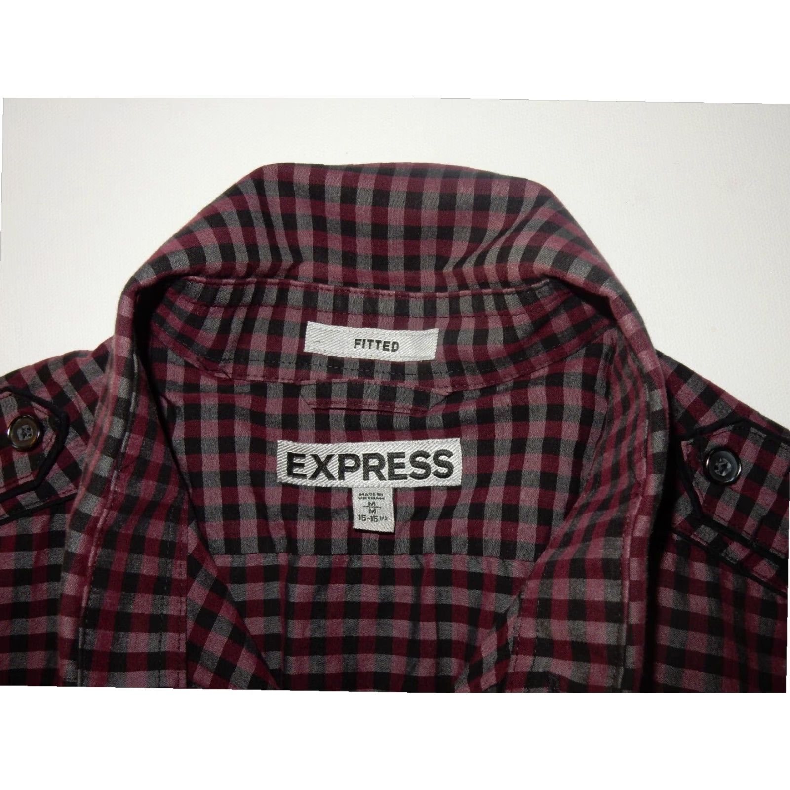 Express Express Mens Plaid Button Front Shirt Long Sleeve Medium Purple Cotton Size US M / EU 48-50 / 2 - 4 Thumbnail