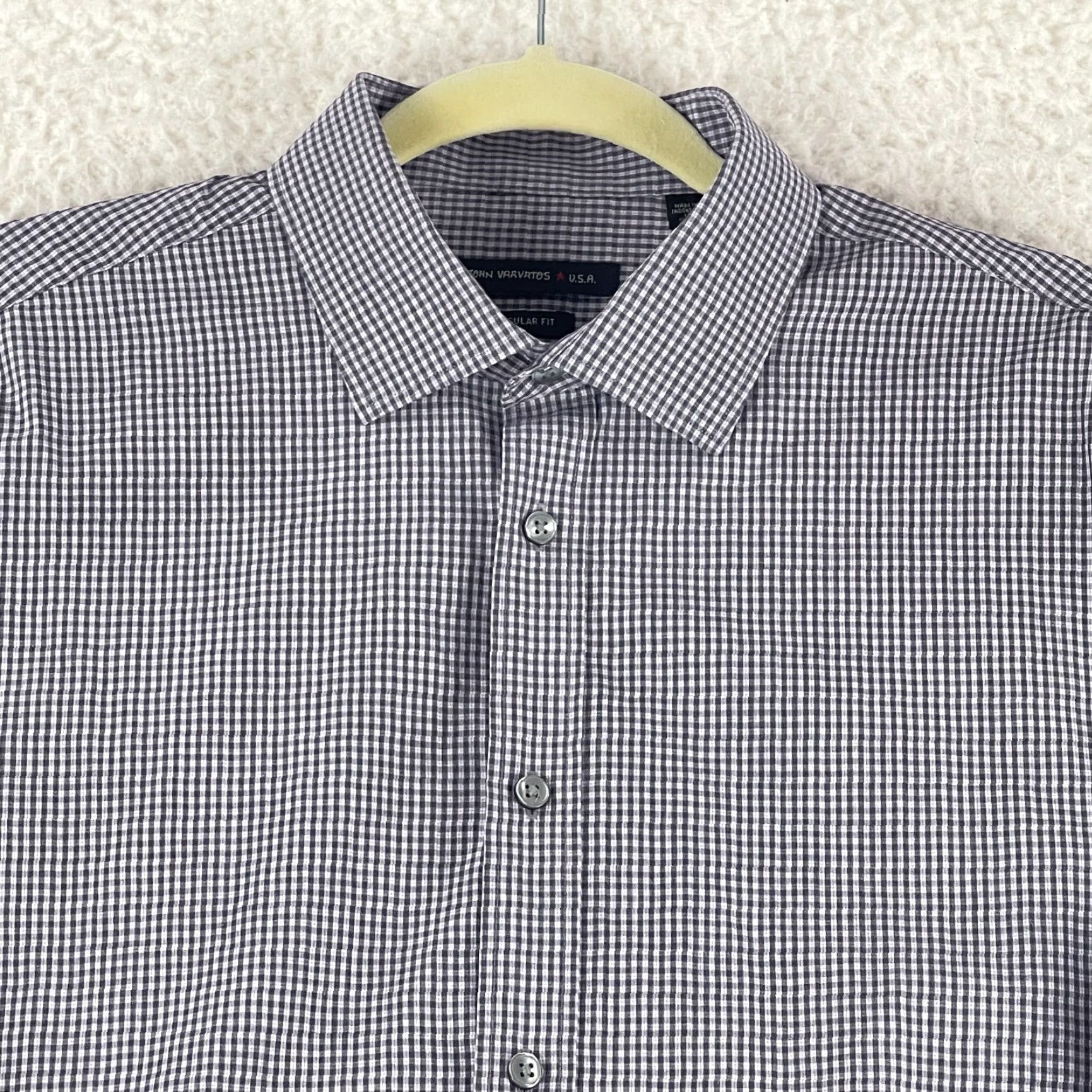 John Varvatos John Varvatos Gray Plaid Dress Shirt Mens Size XL Long Sleeve Cotton Regular Fit Size 46R - 3 Thumbnail